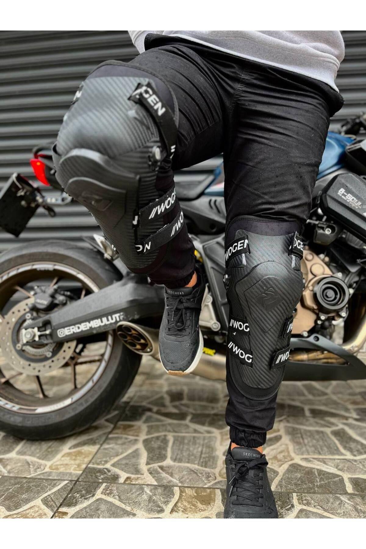 MOTOSİKLET DİZLİĞİ CARBON DESENLİ MOTORCU DİZLİK (MAFSALLI)
