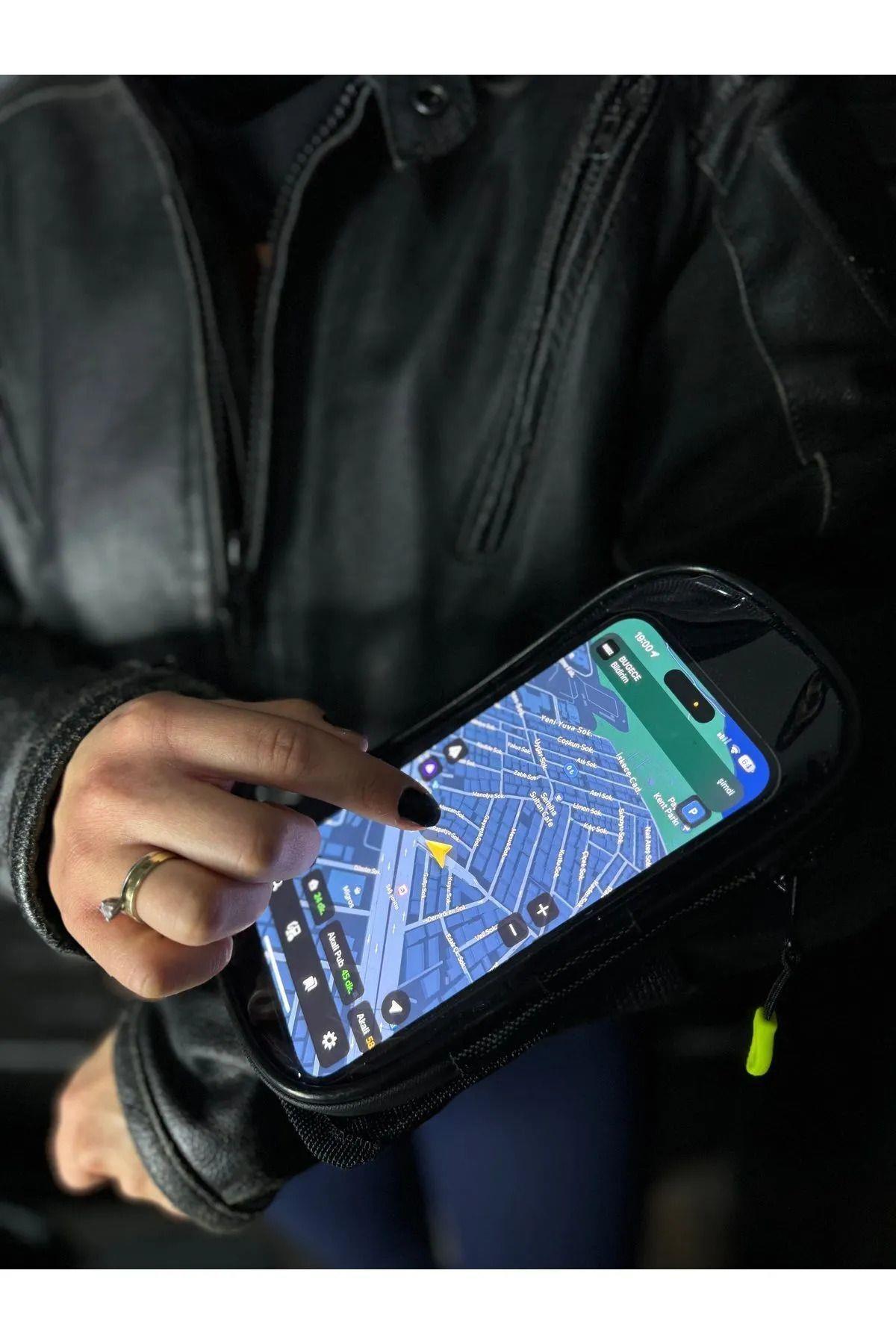 Motosiklet Dokunmatikli Kol Telefon Tutucu Su Geçirmez (Gidon Bağlantılı)