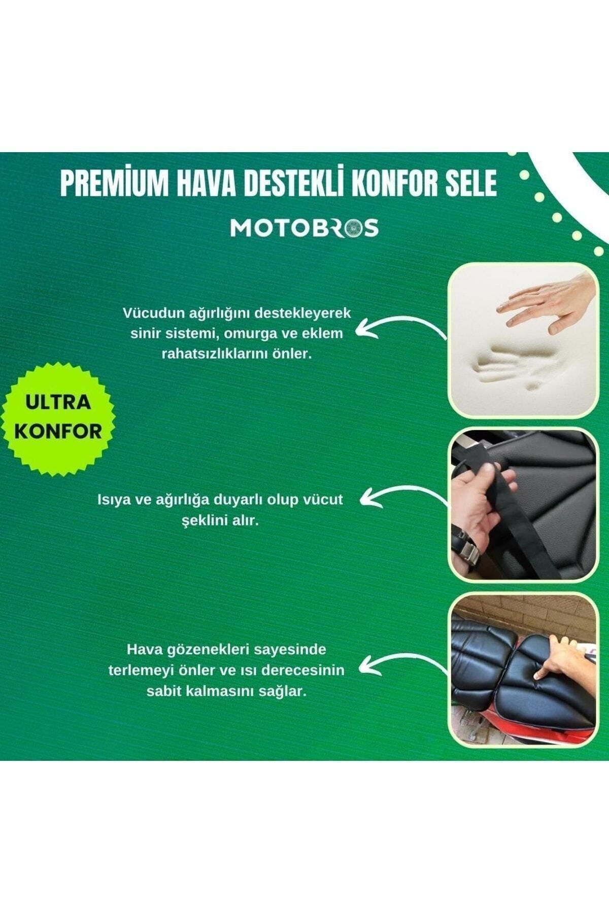 Motosiklet hava destekli kalın deri konfor sele minderi ( visco süngerli premium model )