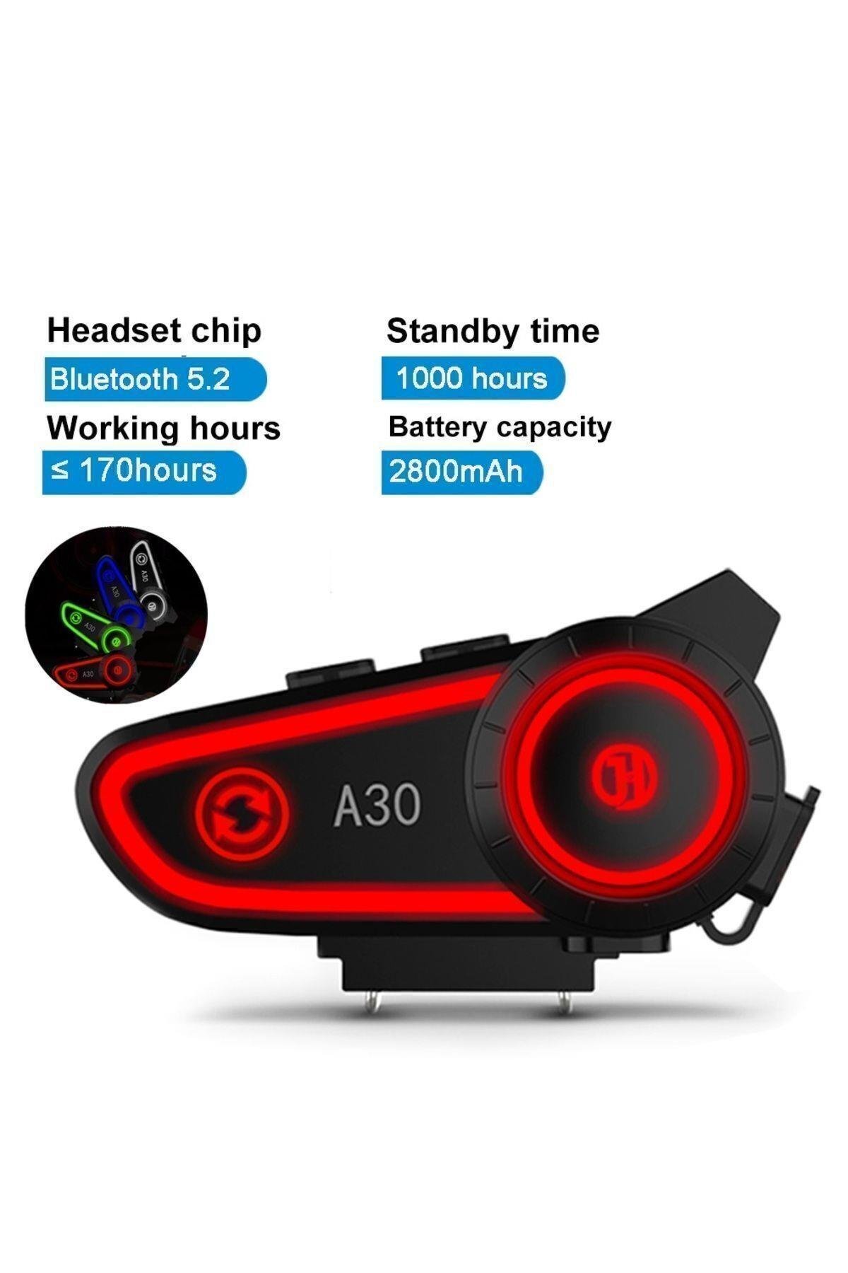 Motosiklet Kask Kulaklık Intercom Işıklı Interkom 2800 Mah Batarya