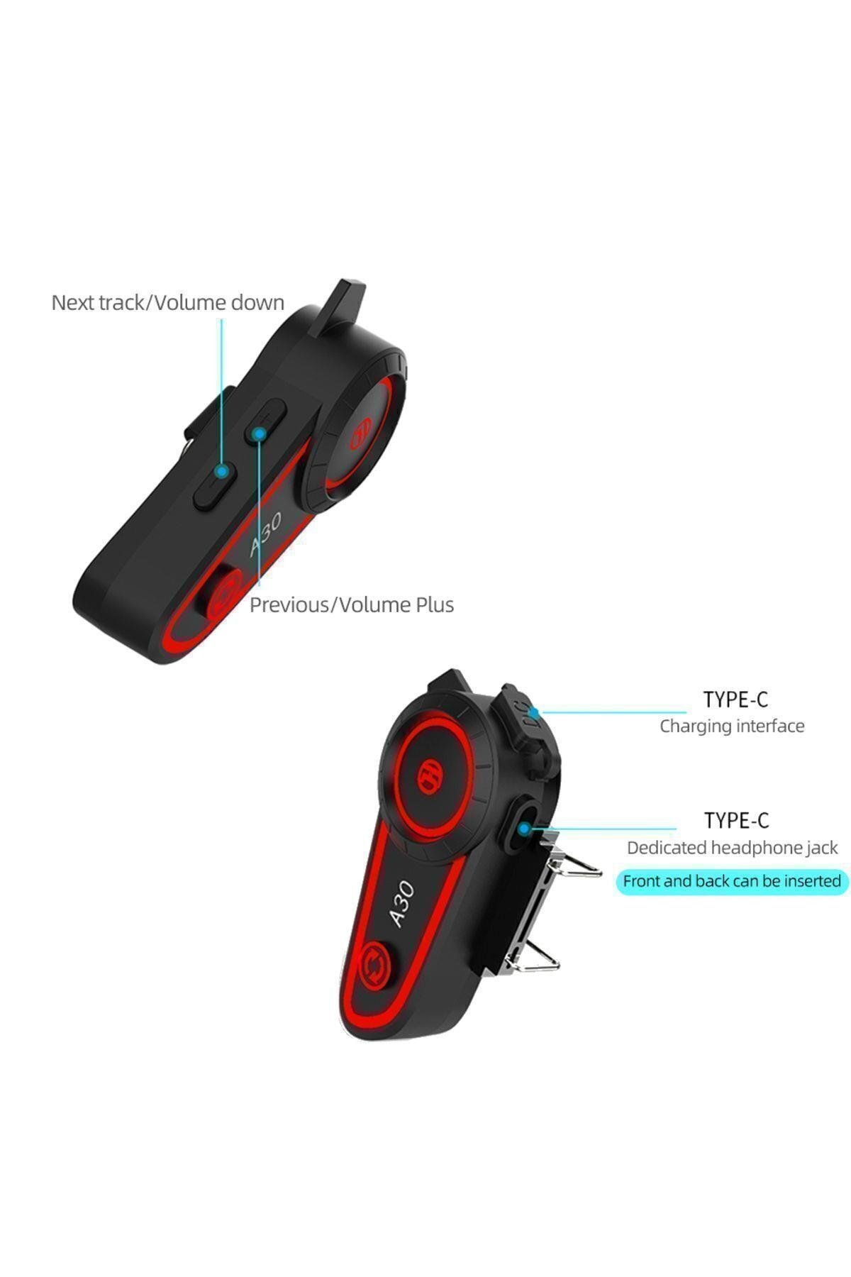 Motosiklet Kask Kulaklık Intercom Işıklı Interkom 2800 Mah Batarya