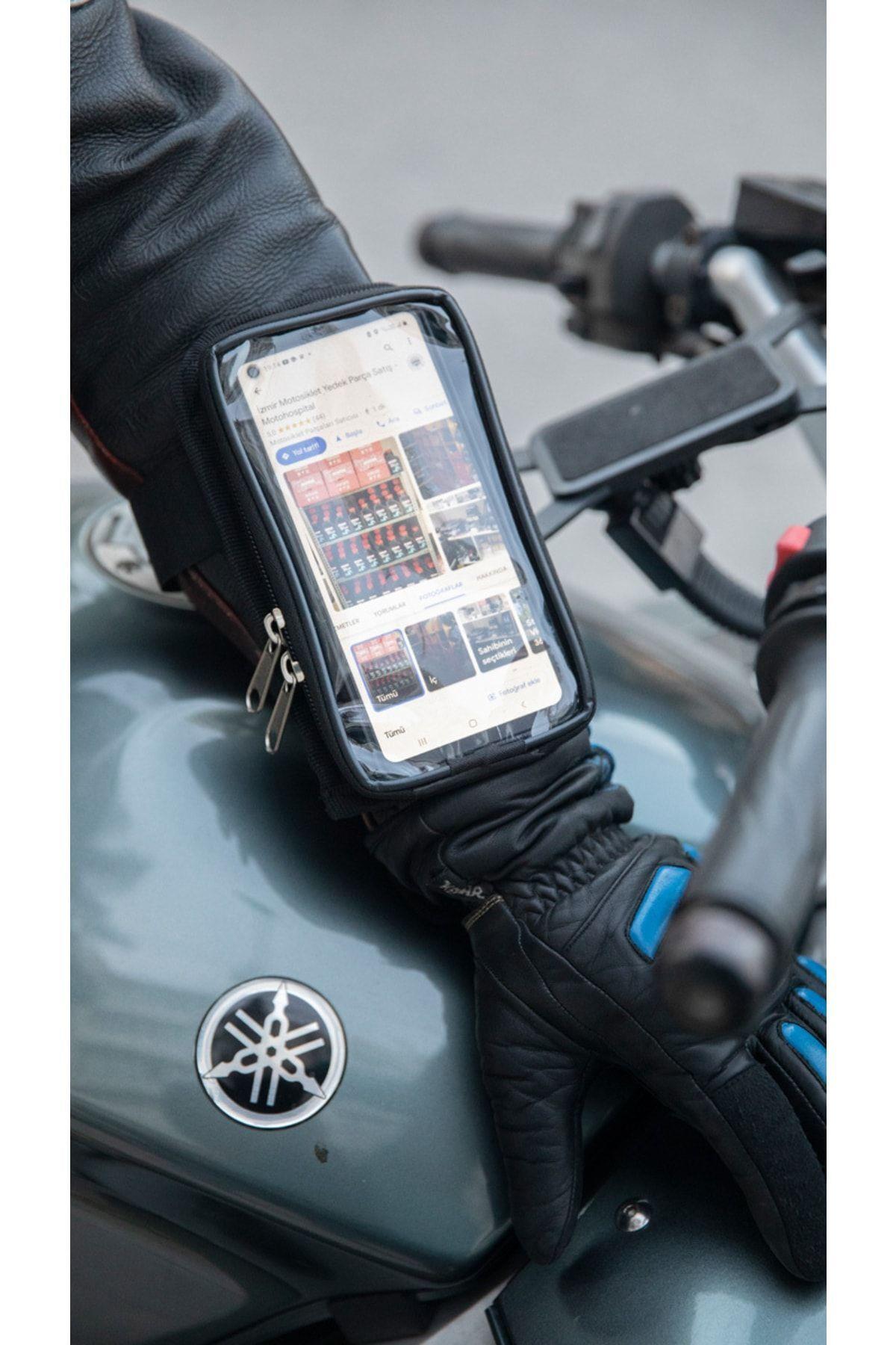 Motosiklet Kola Takılan Çantalı Telefon Tutucu