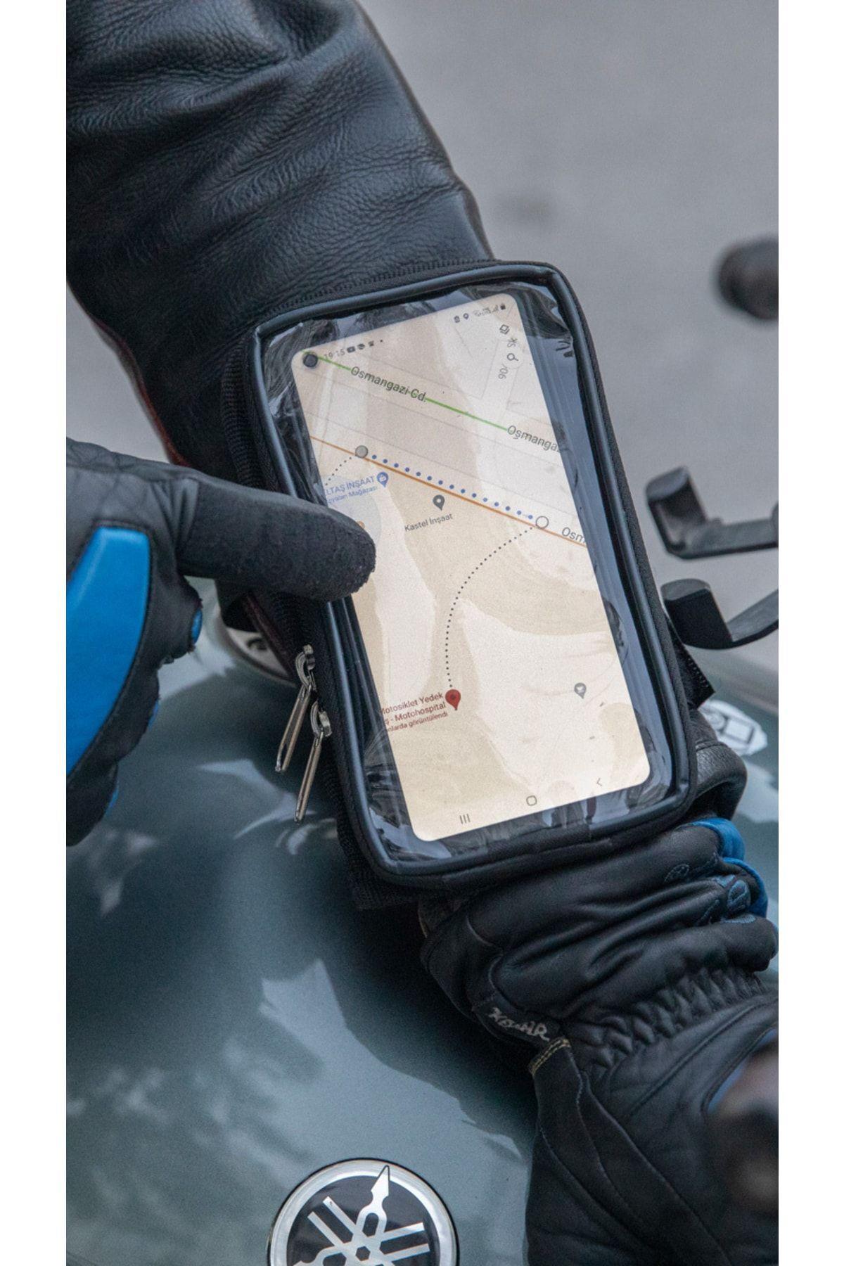 Motosiklet Kola Takılan Çantalı Telefon Tutucu