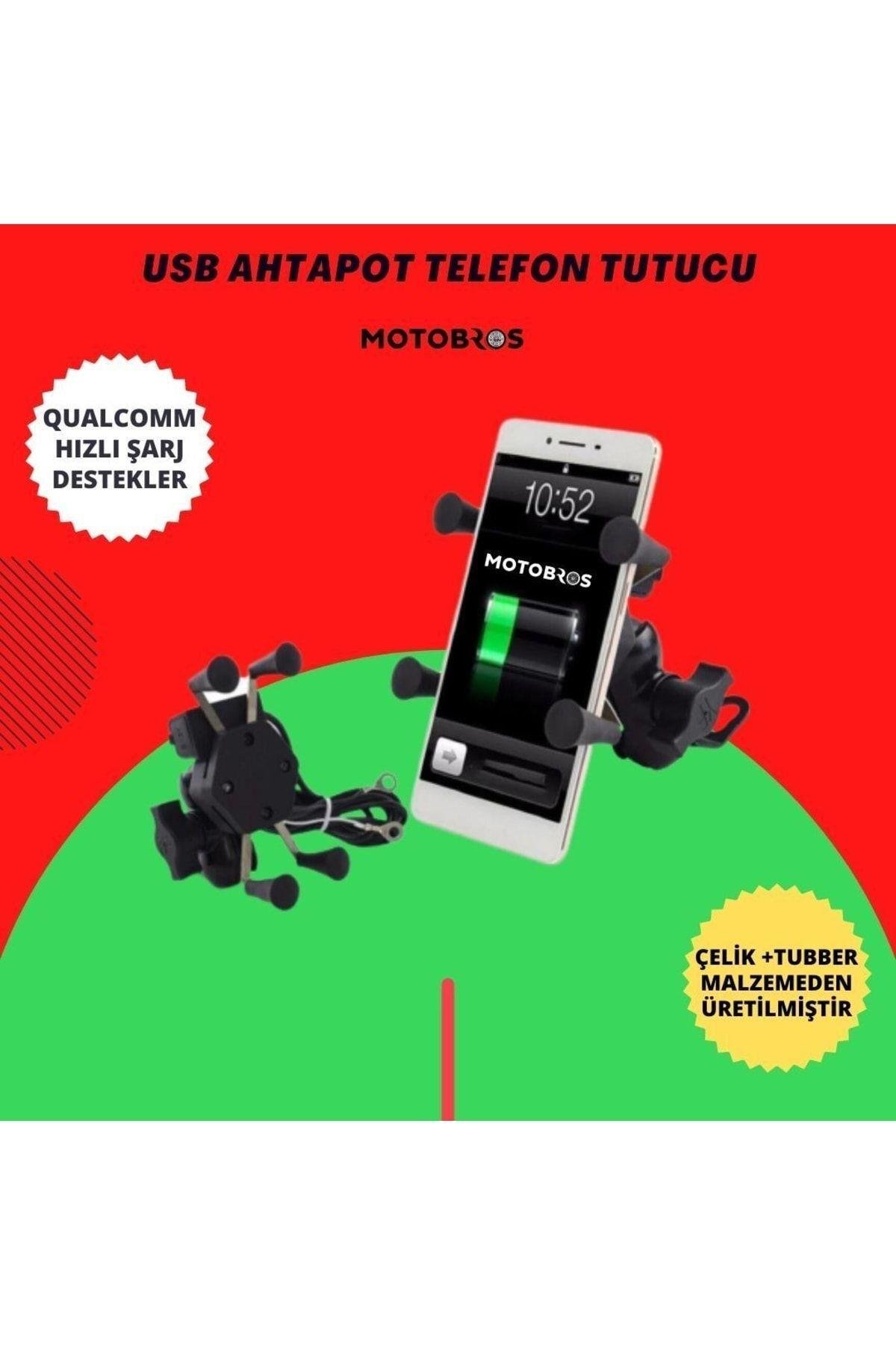 Motosiklet Telefon Tutucu Ahtapot Usb Şarjı Tutacak (hızlı Şarj Özellikli)