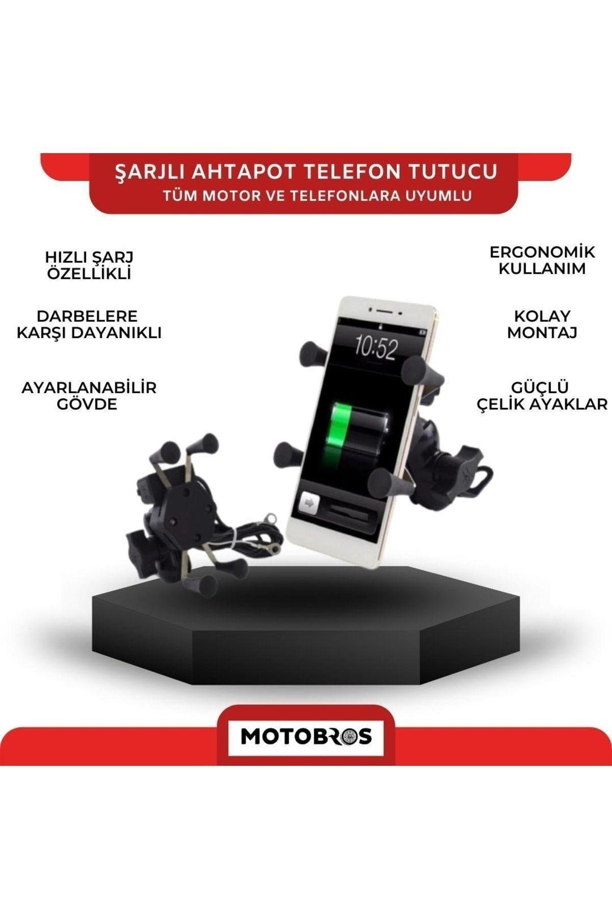 Motosiklet Telefon Tutucu Ahtapot Usb Şarjı Tutacak (hızlı Şarj Özellikli)