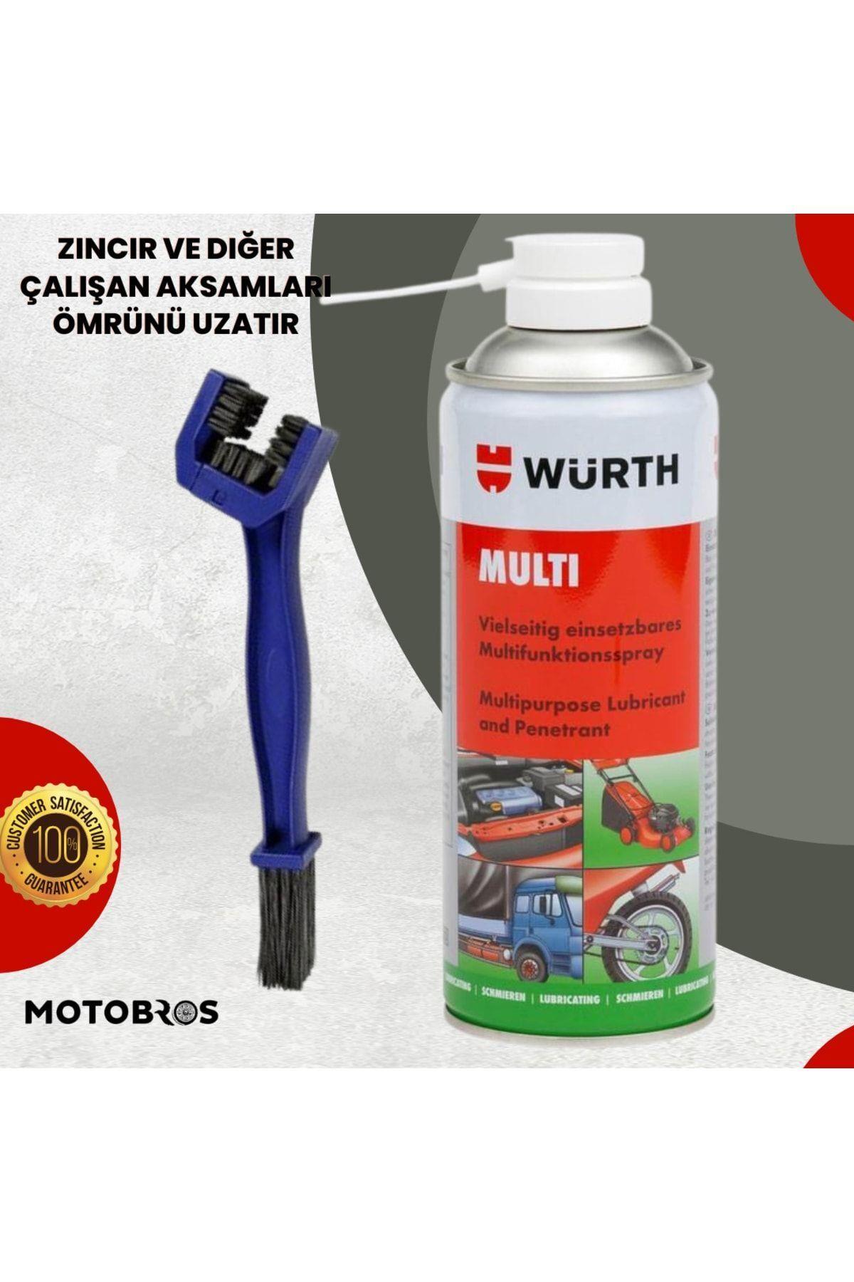 Motosiklet Zincir Temizleme Ve Yağlama Seti Fırçalı Wurth Multi Spray
