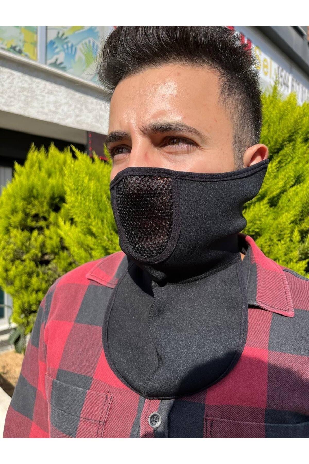 Ns-990 Motosiklet Bisiklet Hava Kanallı Su Geçirmez Orjinal Neopren Maske Uzun Model
