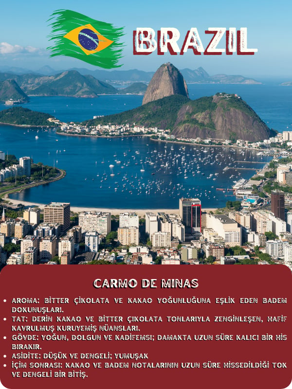 Brezilya Carmo de Minas Single Origin Çekirdek Kahve
