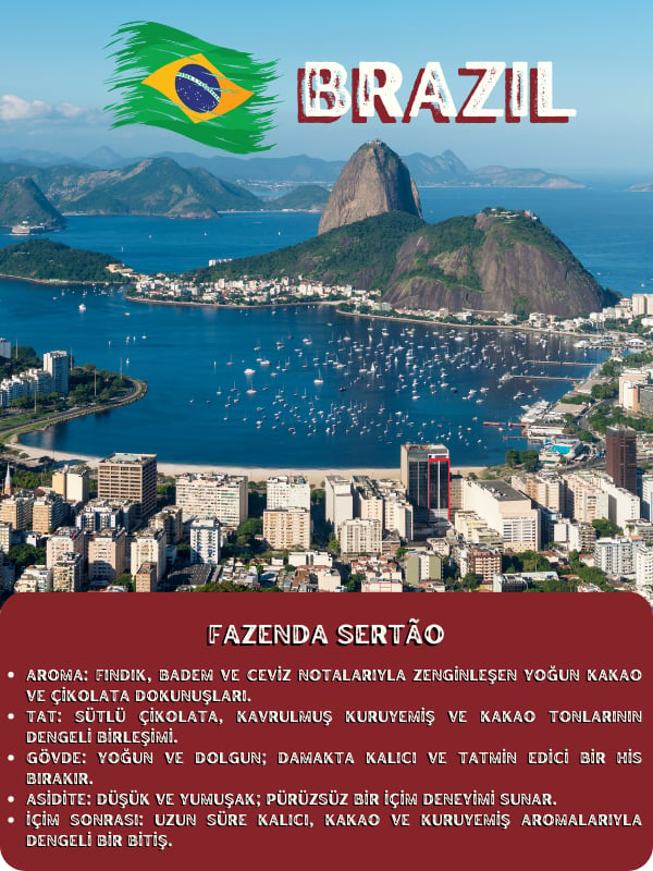 Brezilya Fazenda Sertão Single Origin Çekirdek Kahve