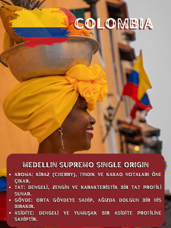 Colombia Medellin Single Origin Çekirdek Kahve