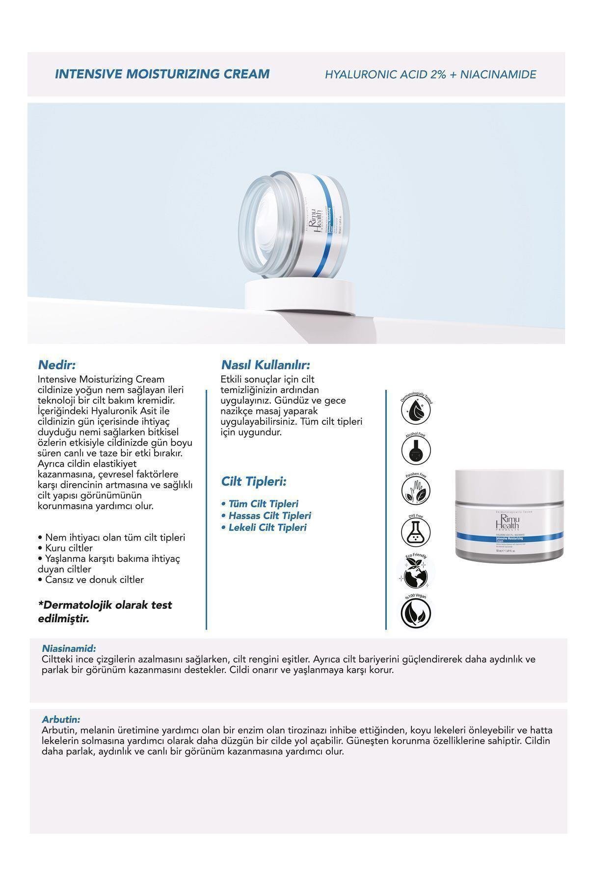 Cilt Tonu Eşitleyici Ve Yoğun Nemlendirici Yüz Kremi 50 Ml( Hyaluronic Acid - Niacinamide ) Rm000108