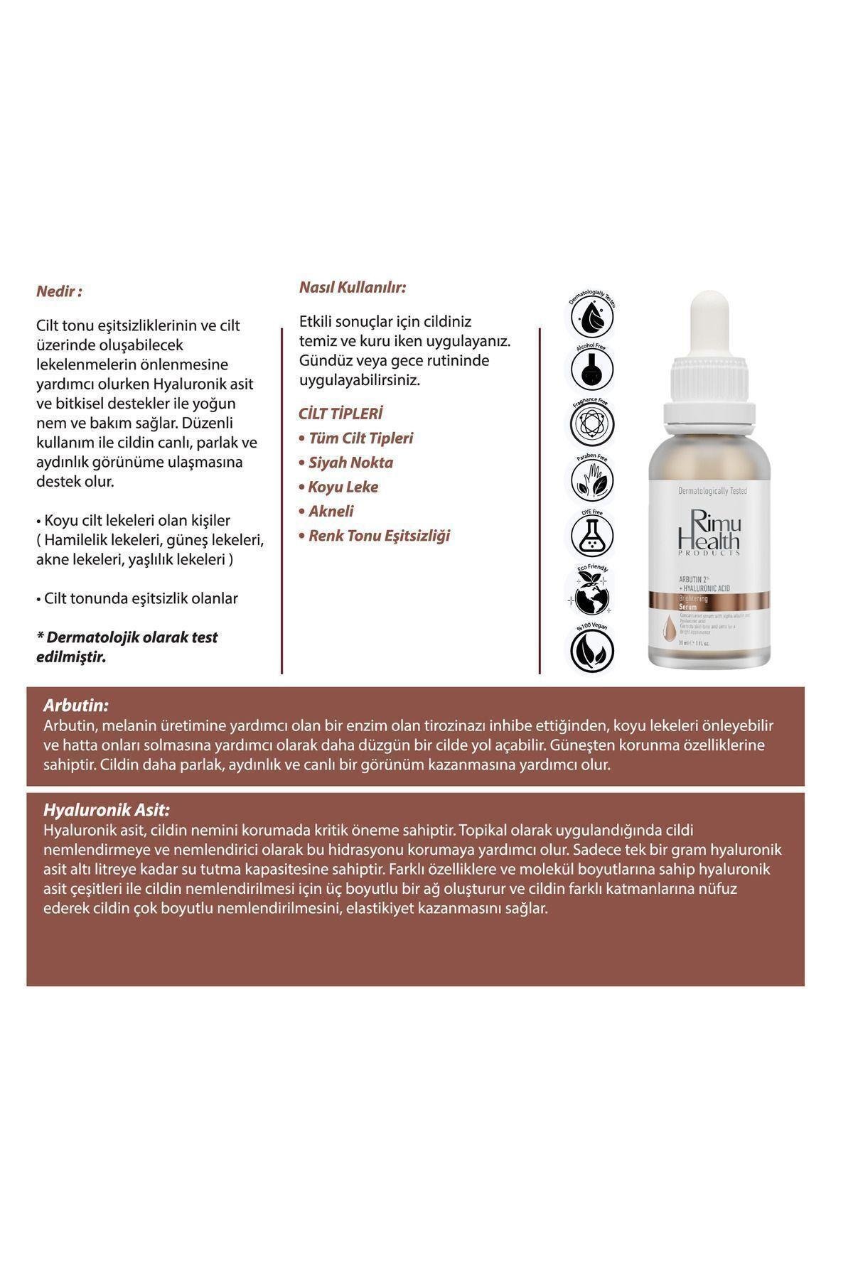 Leke Karşıtı, Cilt Tonu Eşitleyici Ve Aydınlatıcı Arbutin Serum 30ml