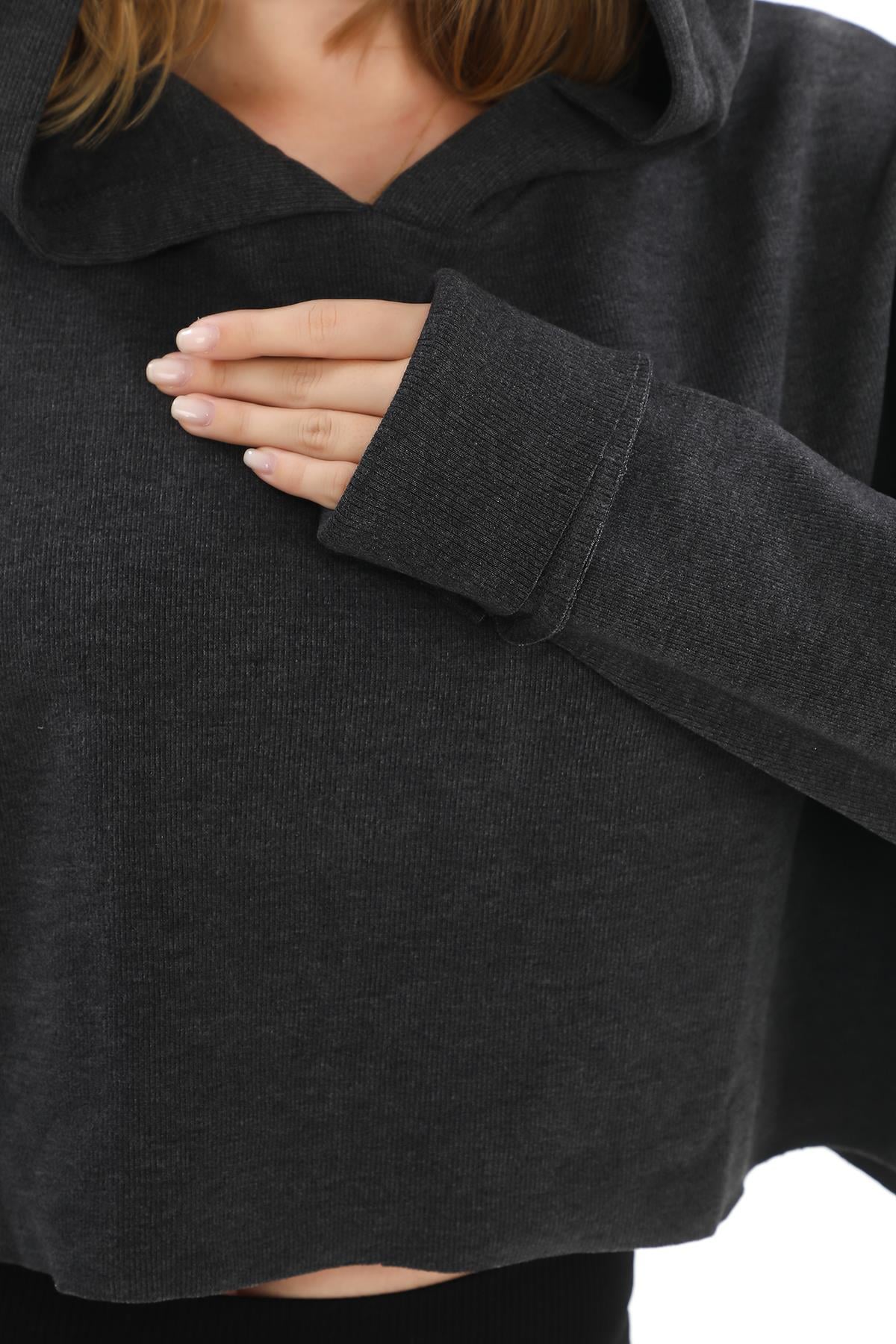 ANTRASİT KAPŞONLU SWEAT
