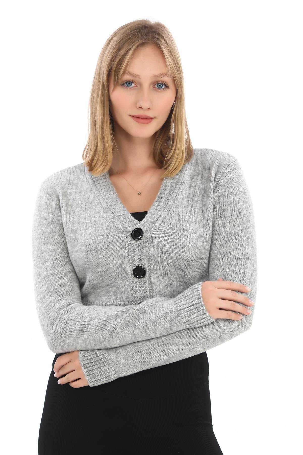 GRİ CROP HIRKA ATLET TAKIM