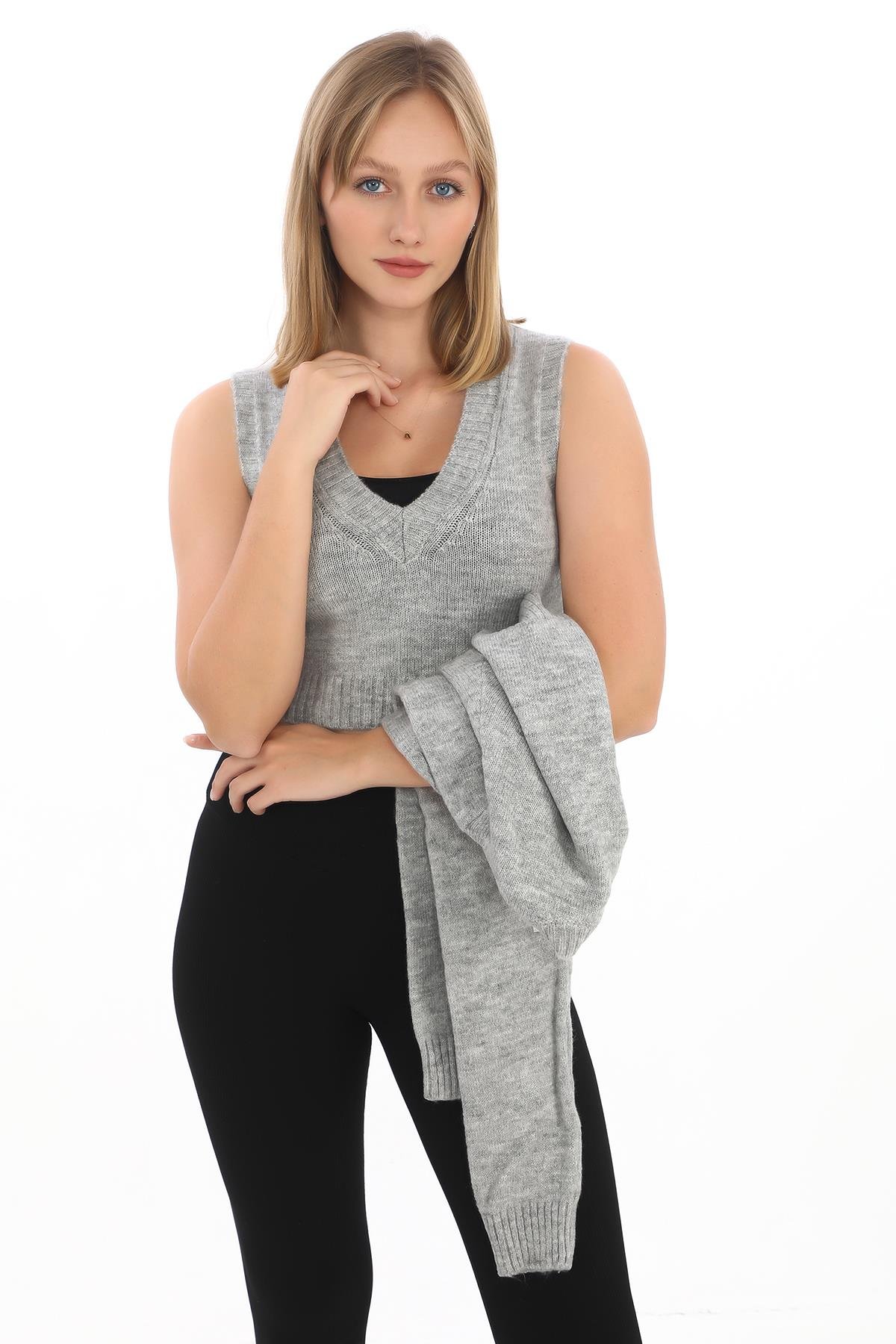 GRİ CROP HIRKA ATLET TAKIM