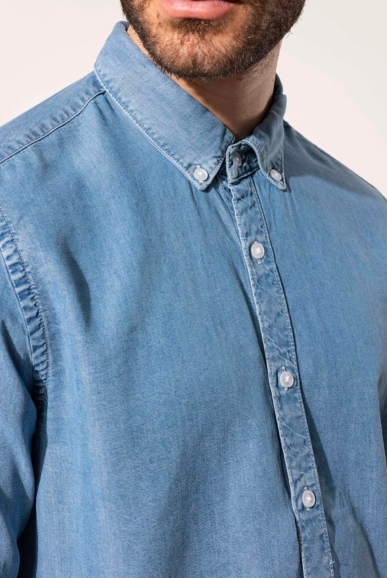AÇIK MAVİ TENSEL JEANS GÖMLEK