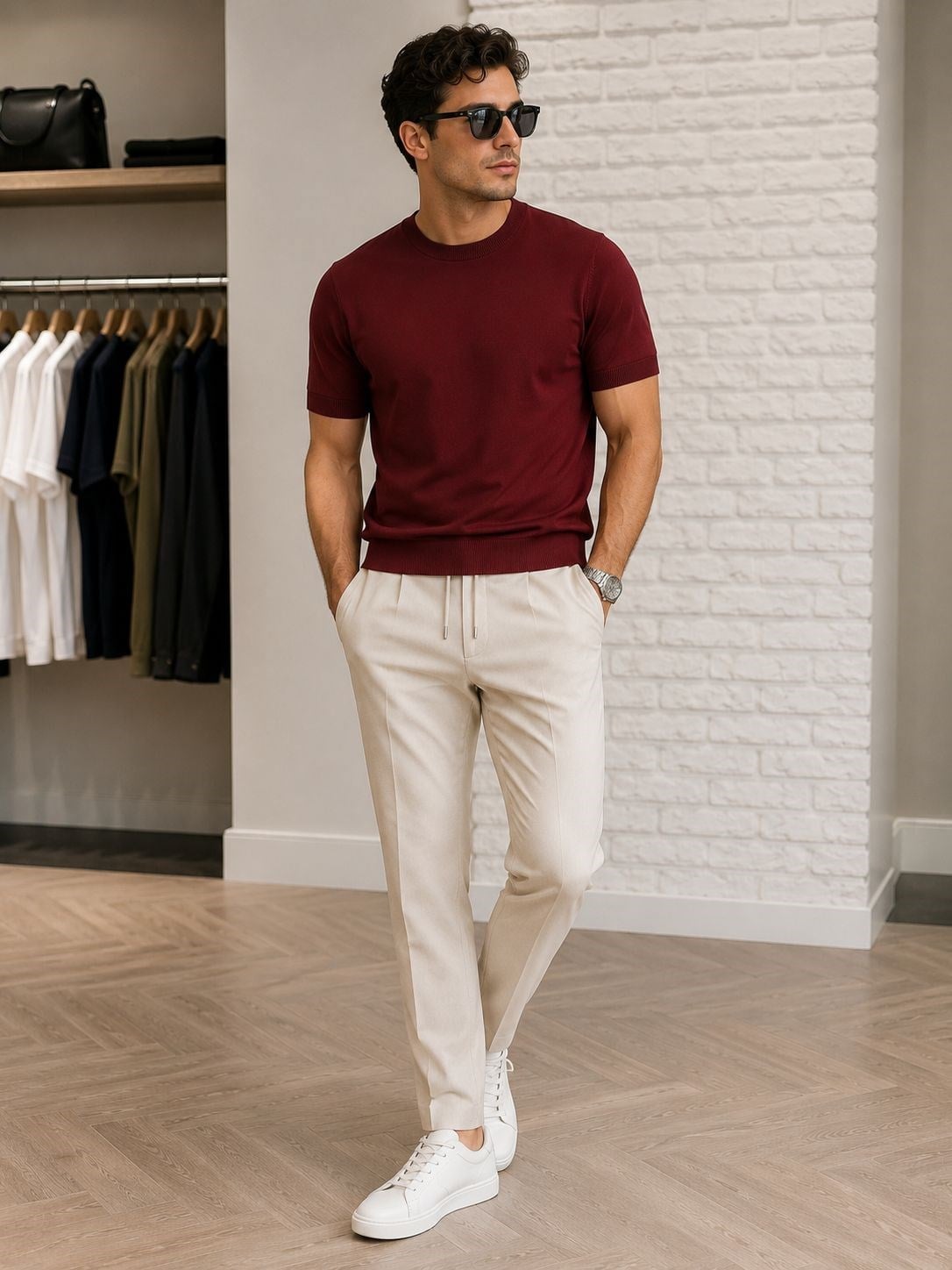 BORDO BİSİKLET YAKA RAYON TRİKO