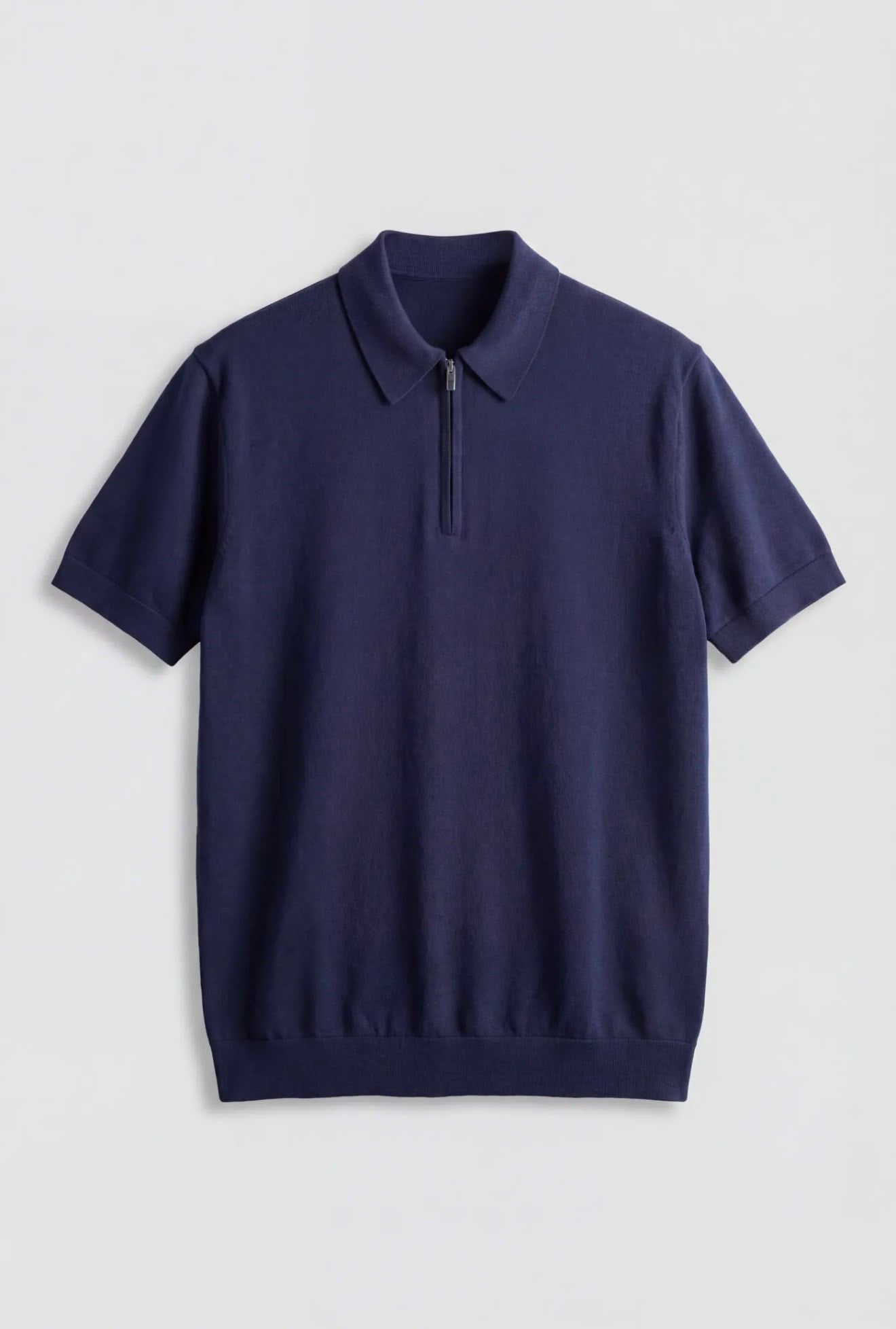 LACİVERT FERMUARLI POLO YAKA RAYON TİŞÖRT