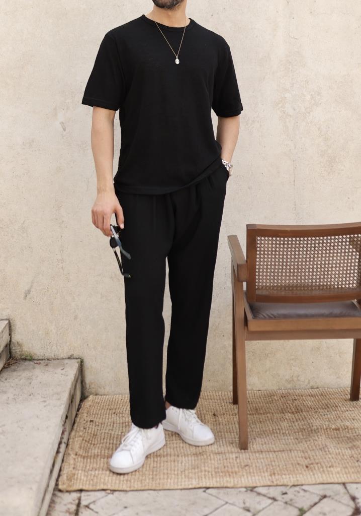 RegularFit Siyah Örme Basic Tişört