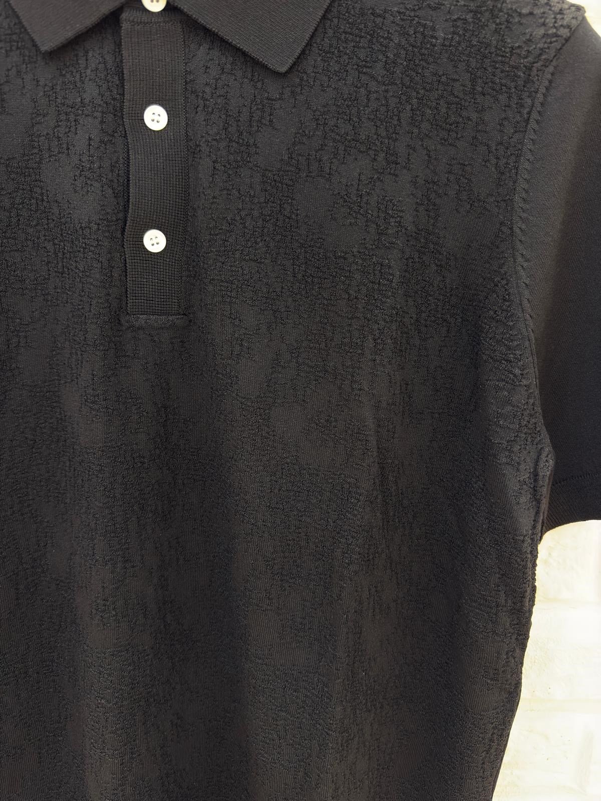 SİYAH DESENLİ POLO YAKA RAYON TRİKO