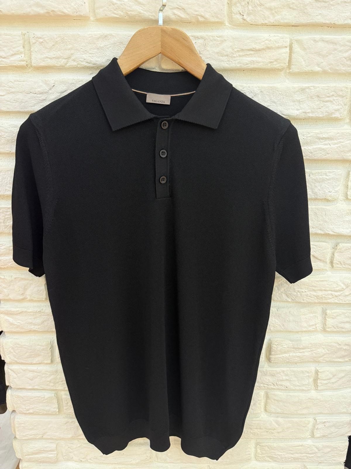 SİYAH DOKULU LİKRALI POLO YAKA RAYON TRİKO