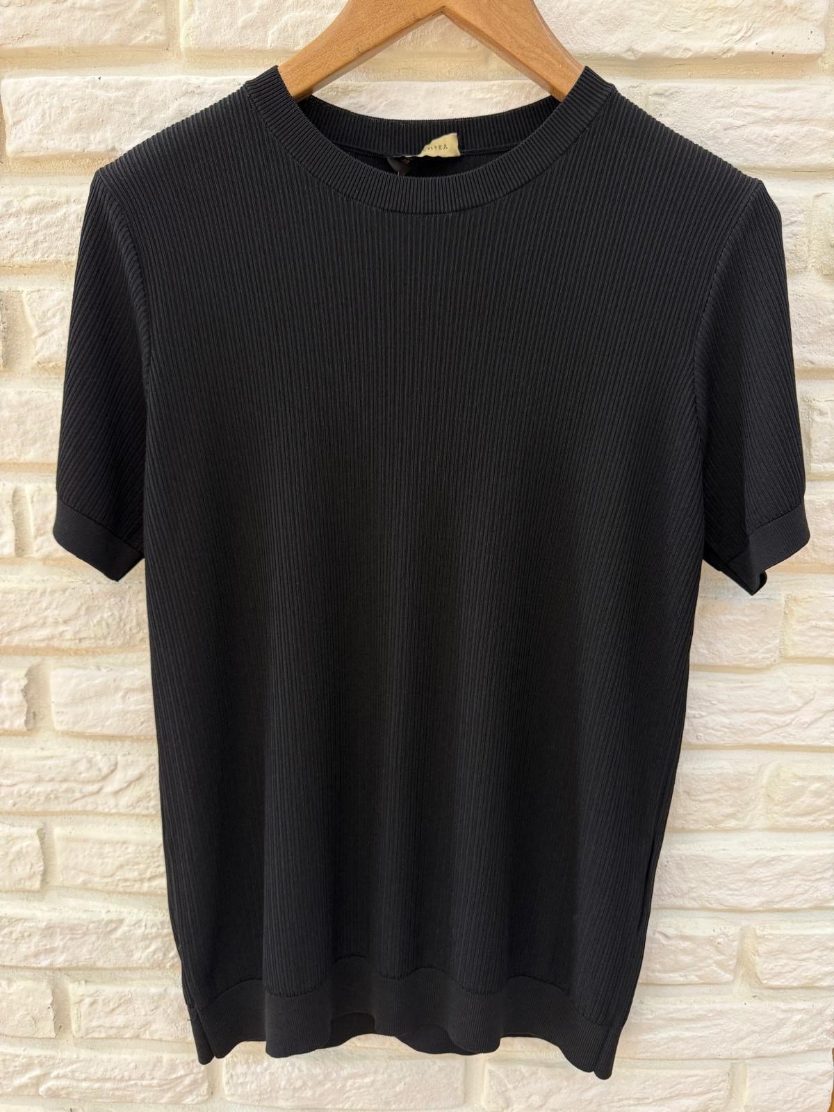 SİYAH FİTİLLİ BİSİKLET YAKA RAYON TRİKO