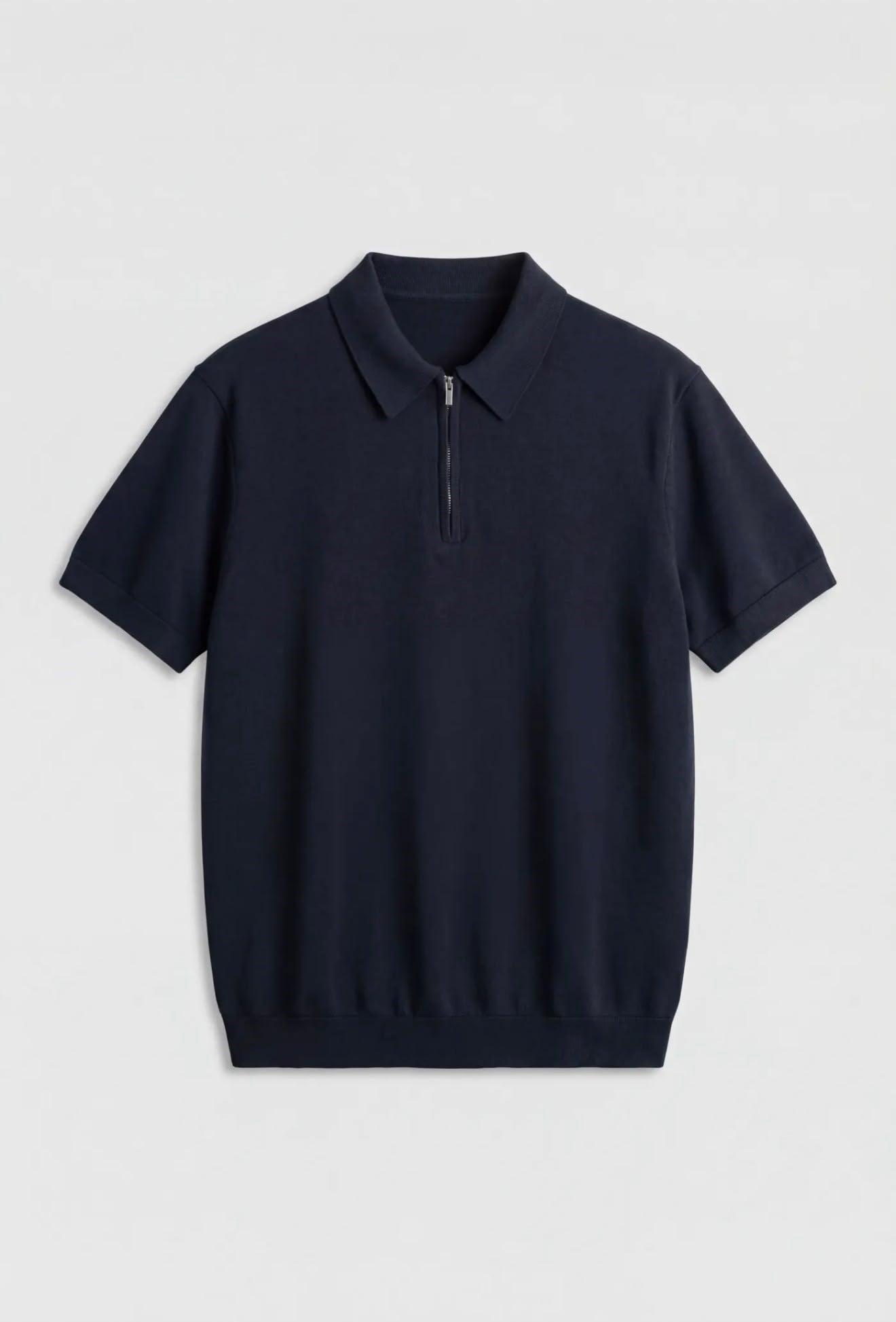 SİYAH POLO YAKA FERMUARLI RAYON TİŞÖRT