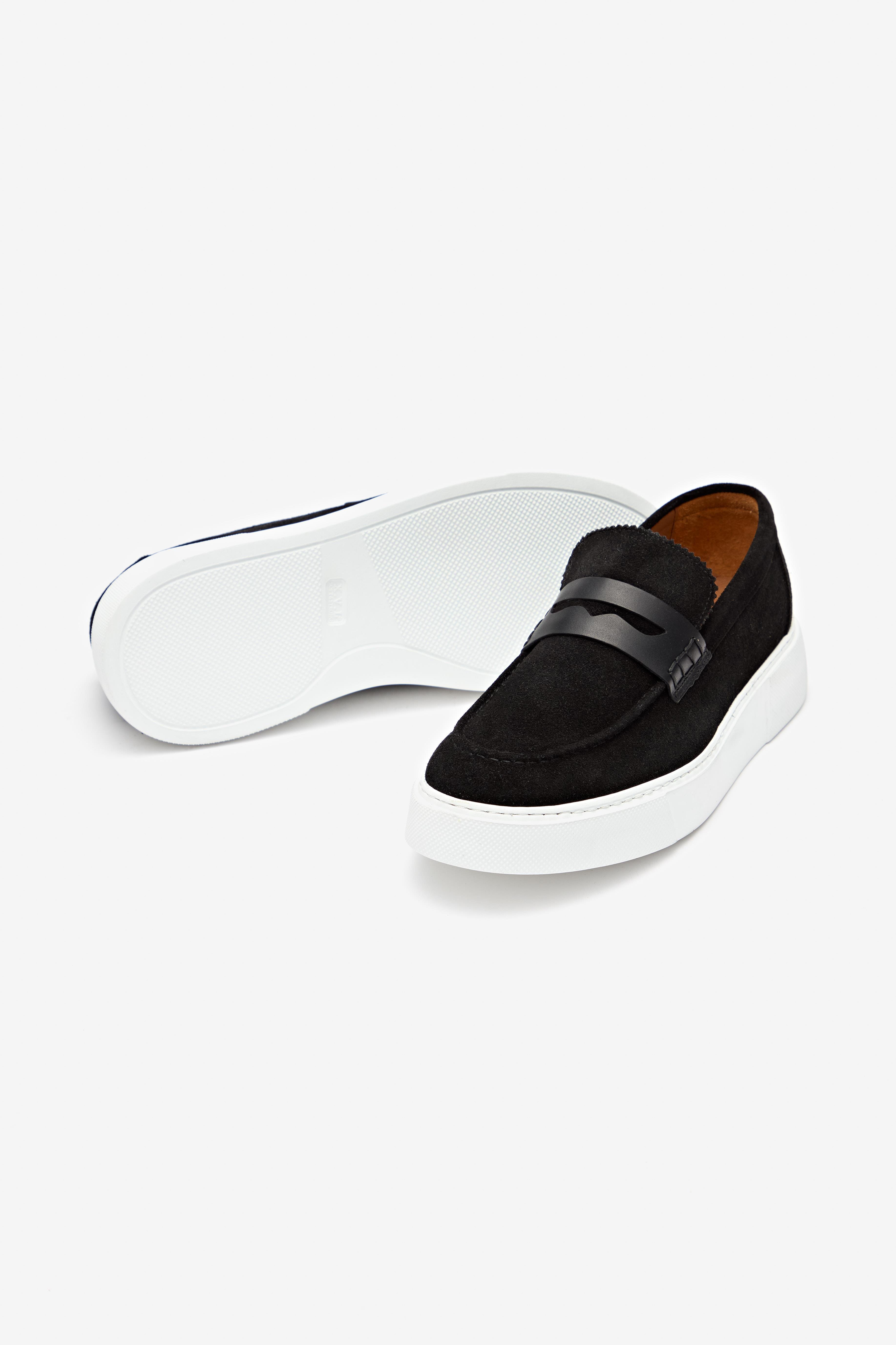 Siyah Süet Deri Sneakers Ayakkabı