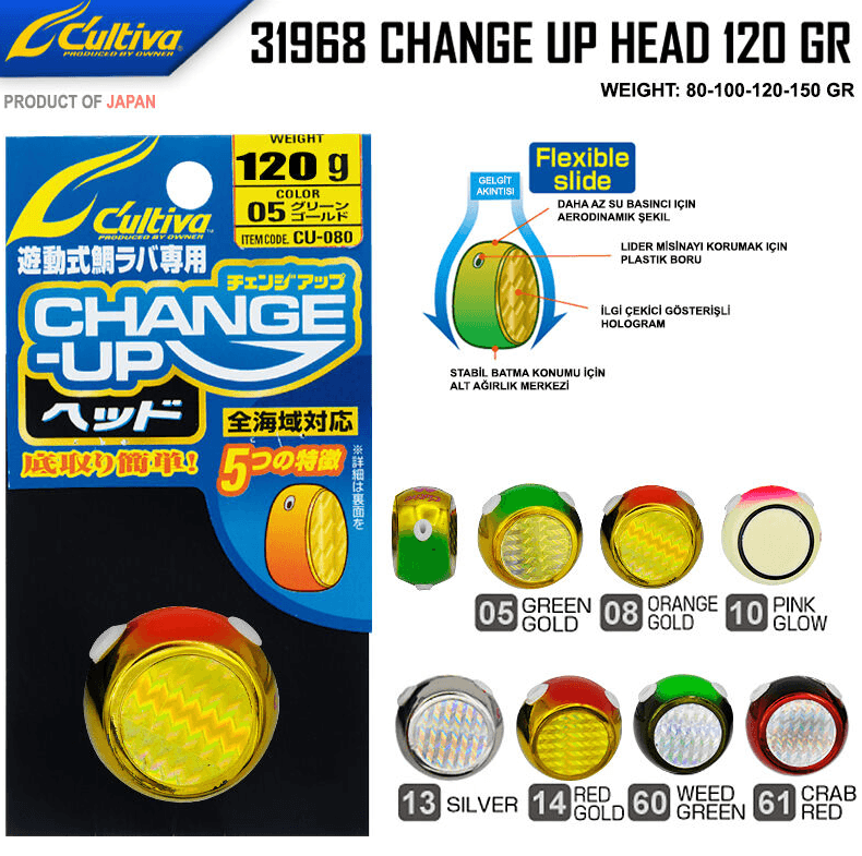 Jig Head ve Zokalar Cultiva 31968 Change Up Head 120gr - 61 CRAB RED