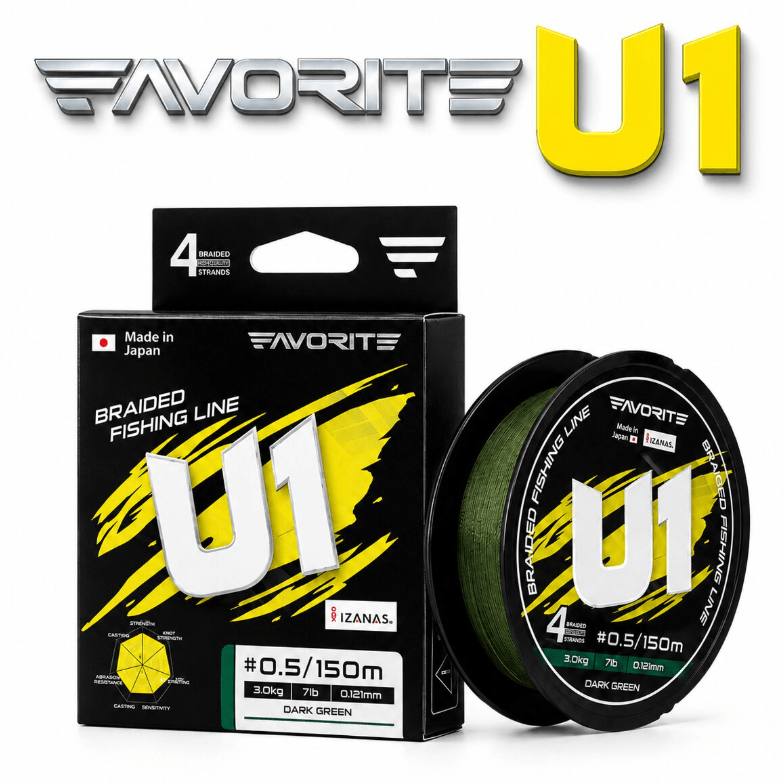 FAVORITE Favorite U1 4x 150 Mt Koyu Yeşil İp Misina - 0.3PE 0.094MM İp Misinalar