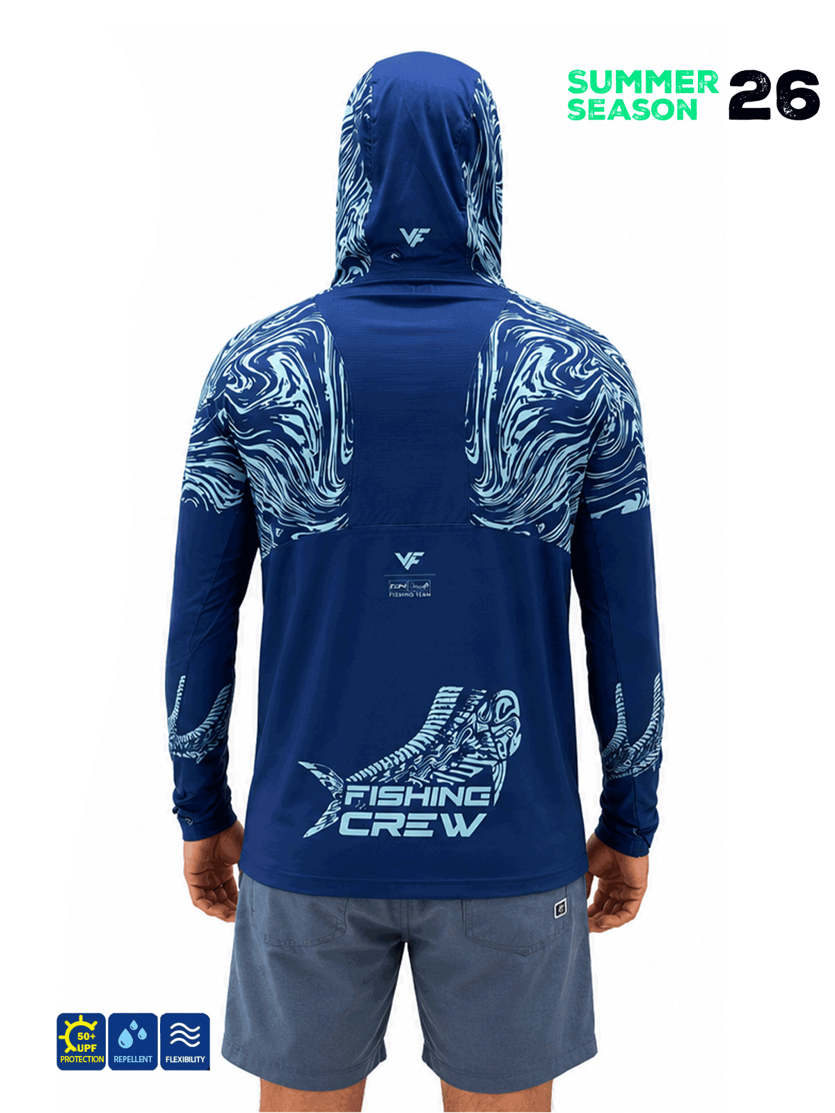 FUJIN Fujin Pro Angler S26 Hooded Izohips Blue Mint Balıkçı Giyim