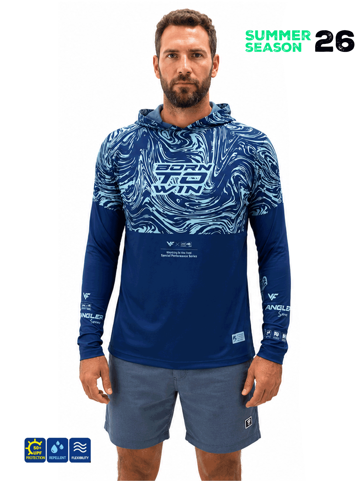 FUJIN Fujin Pro Angler S26 Hooded Izohips Blue Mint Balıkçı Giyim