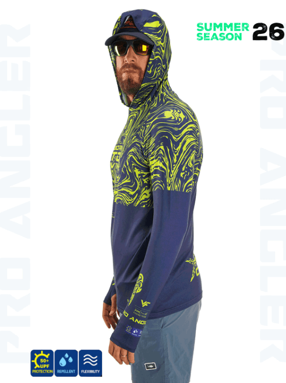 FUJIN Fujin Pro Angler S26 Hooded Izohips Blue Green - XL Balıkçı Giyim