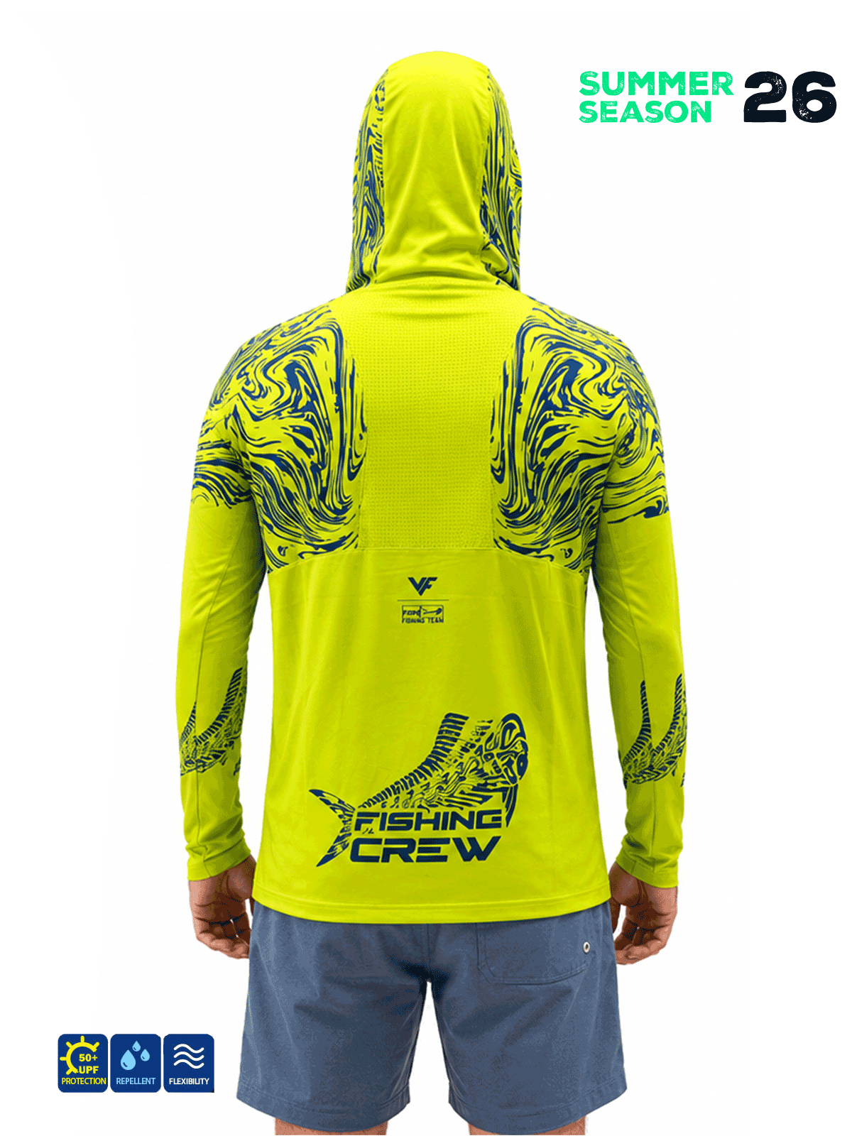 FUJIN Fujin Pro Angler S26 Hooded Izohips Green Blue Balıkçı Giyim