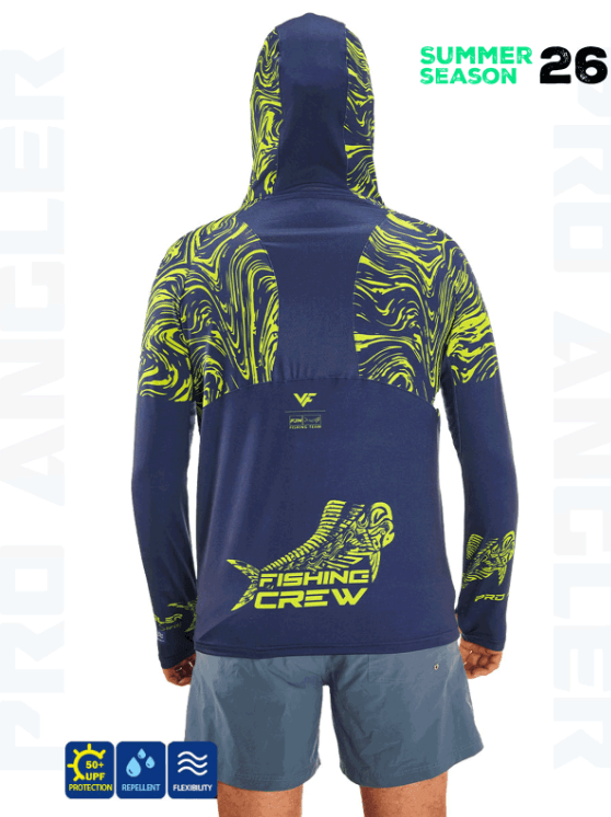 FUJIN Fujin Pro Angler S26 Hooded Izohips Blue Green - XL Balıkçı Giyim