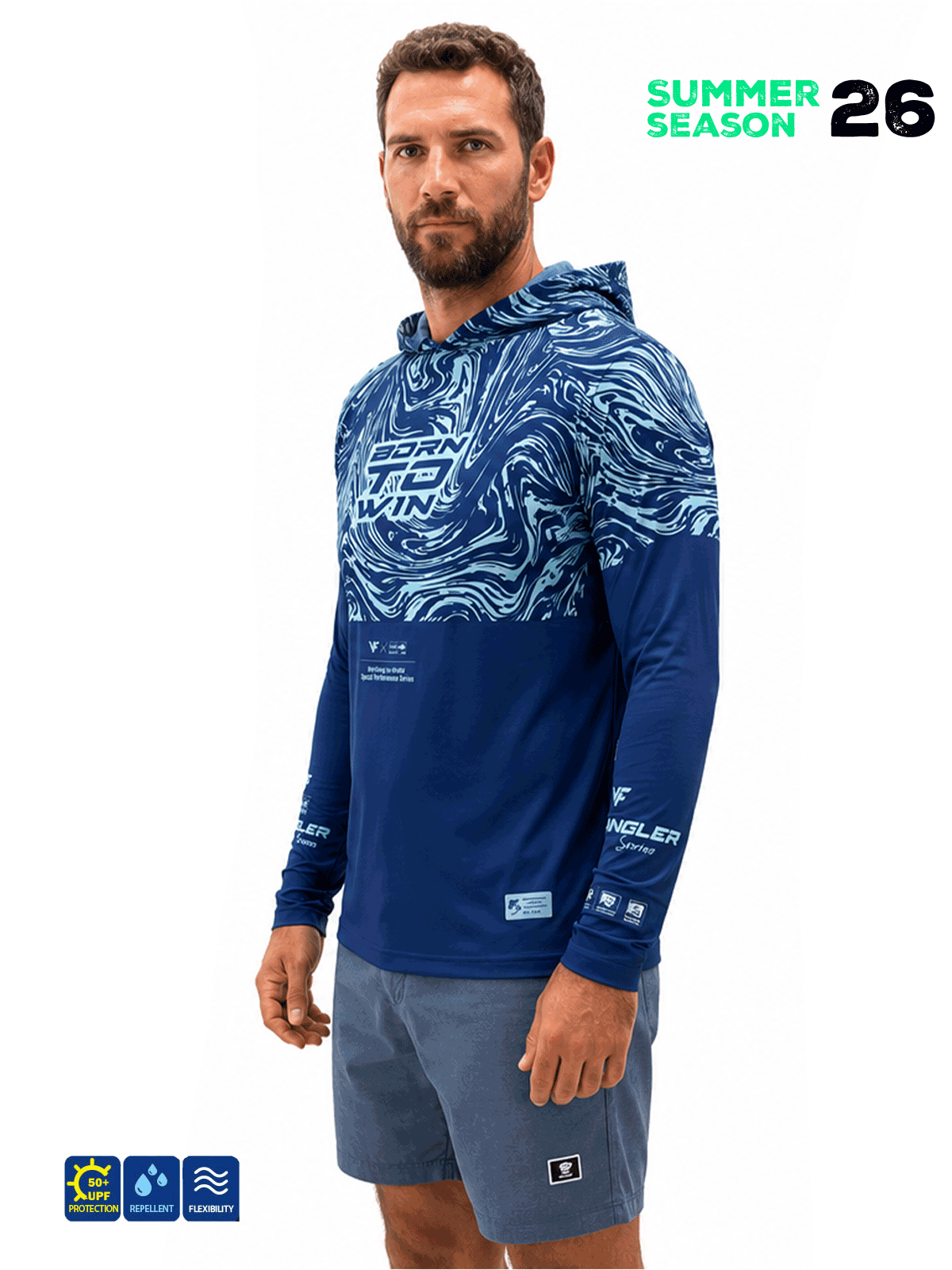 FUJIN Fujin Pro Angler S26 Hooded Izohips Blue Mint Balıkçı Giyim