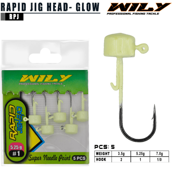 WILY Wily Rapid Jighead Glow Jig Head ve Zokalar