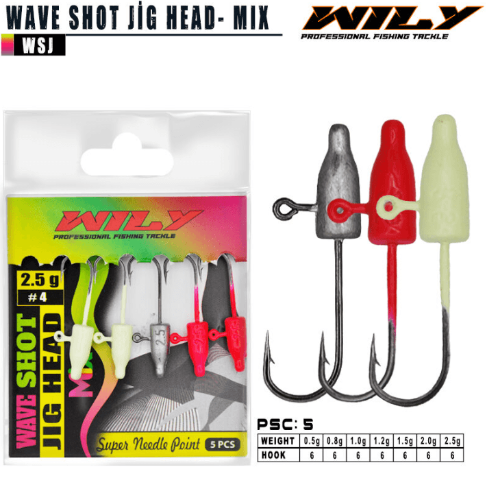 WILY Wily Wave Shot Jighead Mix Jighead  Jig Head ve Zokalar