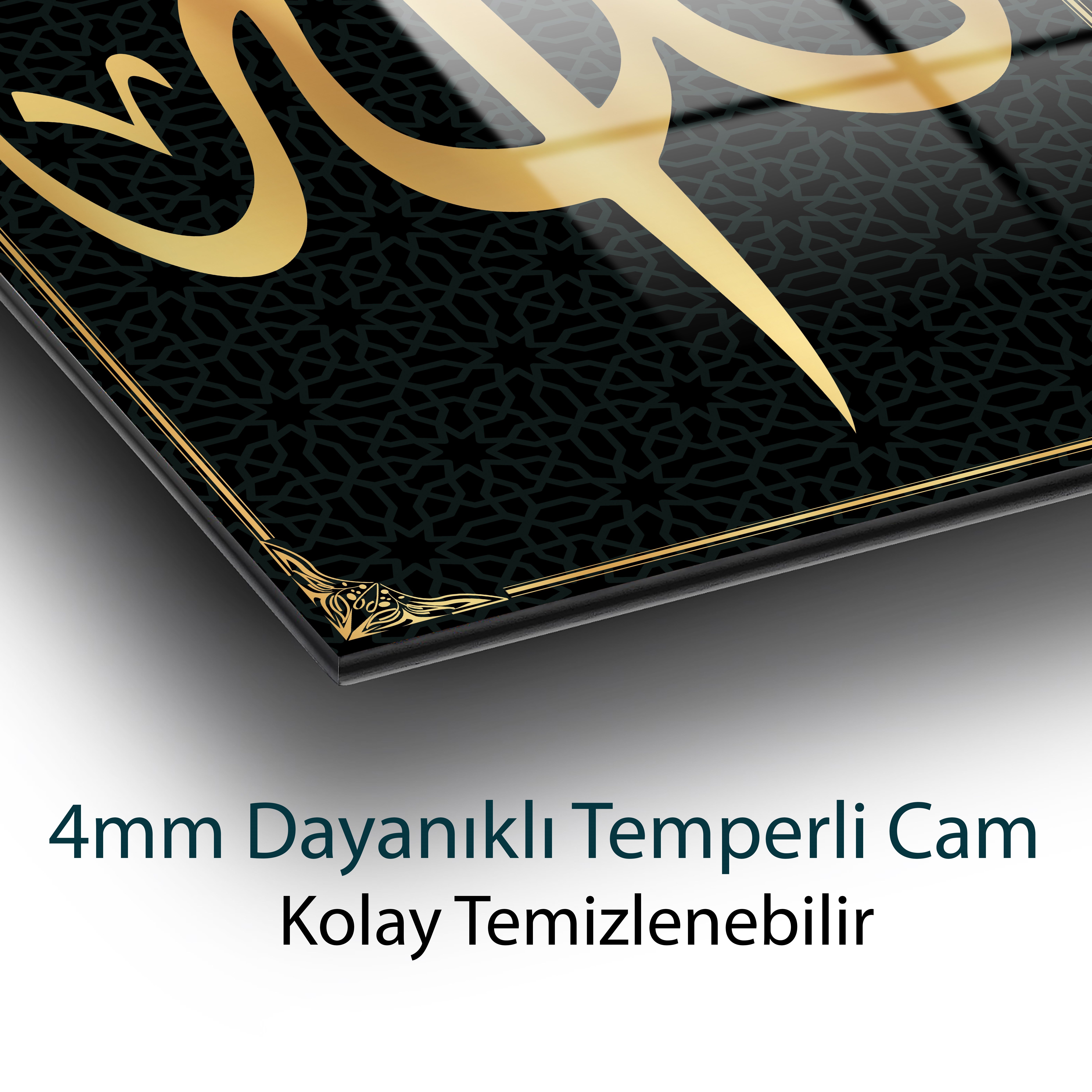 Allah Lafzı Cam Tablo 4mm Dayanıklı Temperli Cam