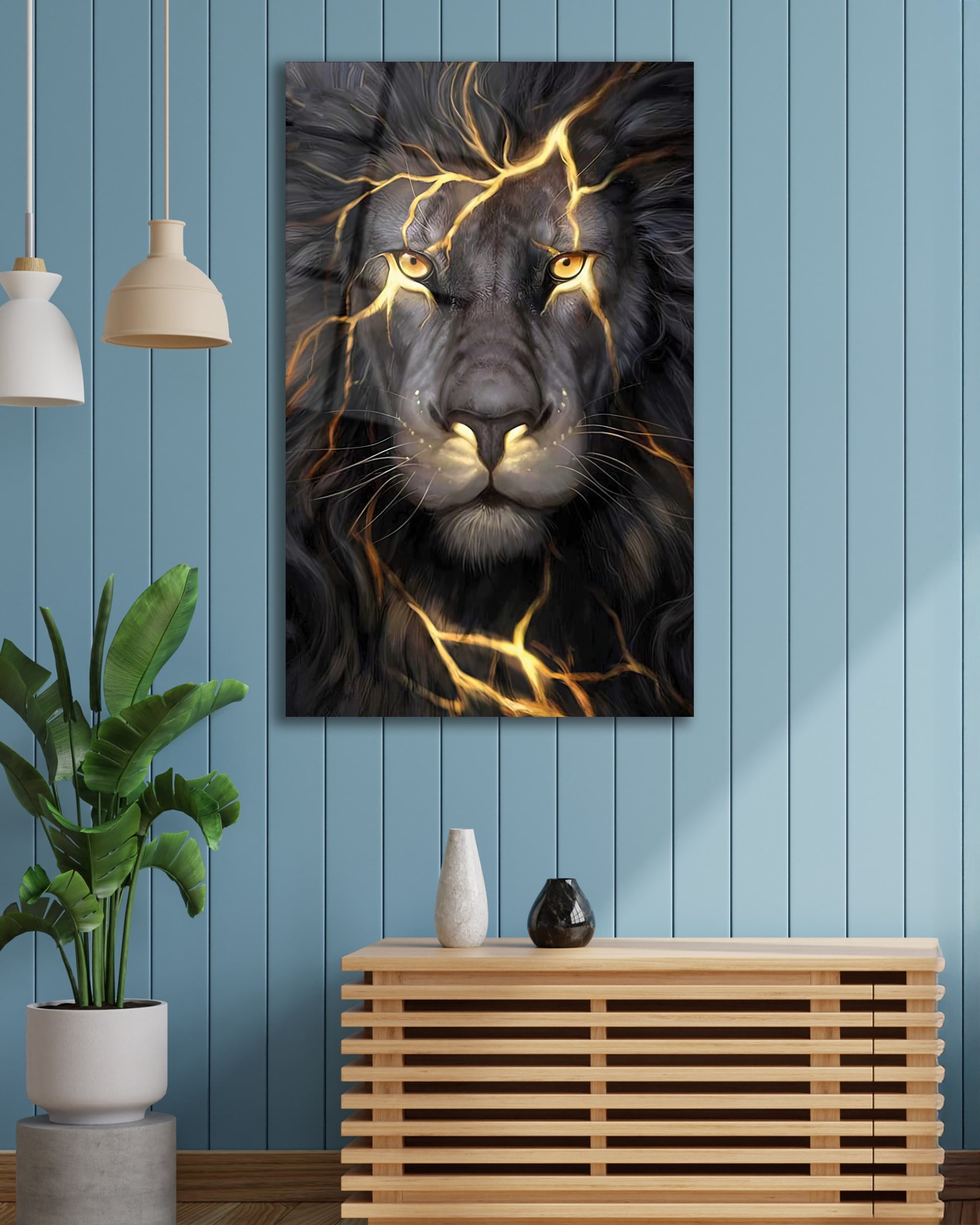 Aslan [ Sarı Gözlü ] Cam Tablo 4mm Dayanıklı Temperli Cam