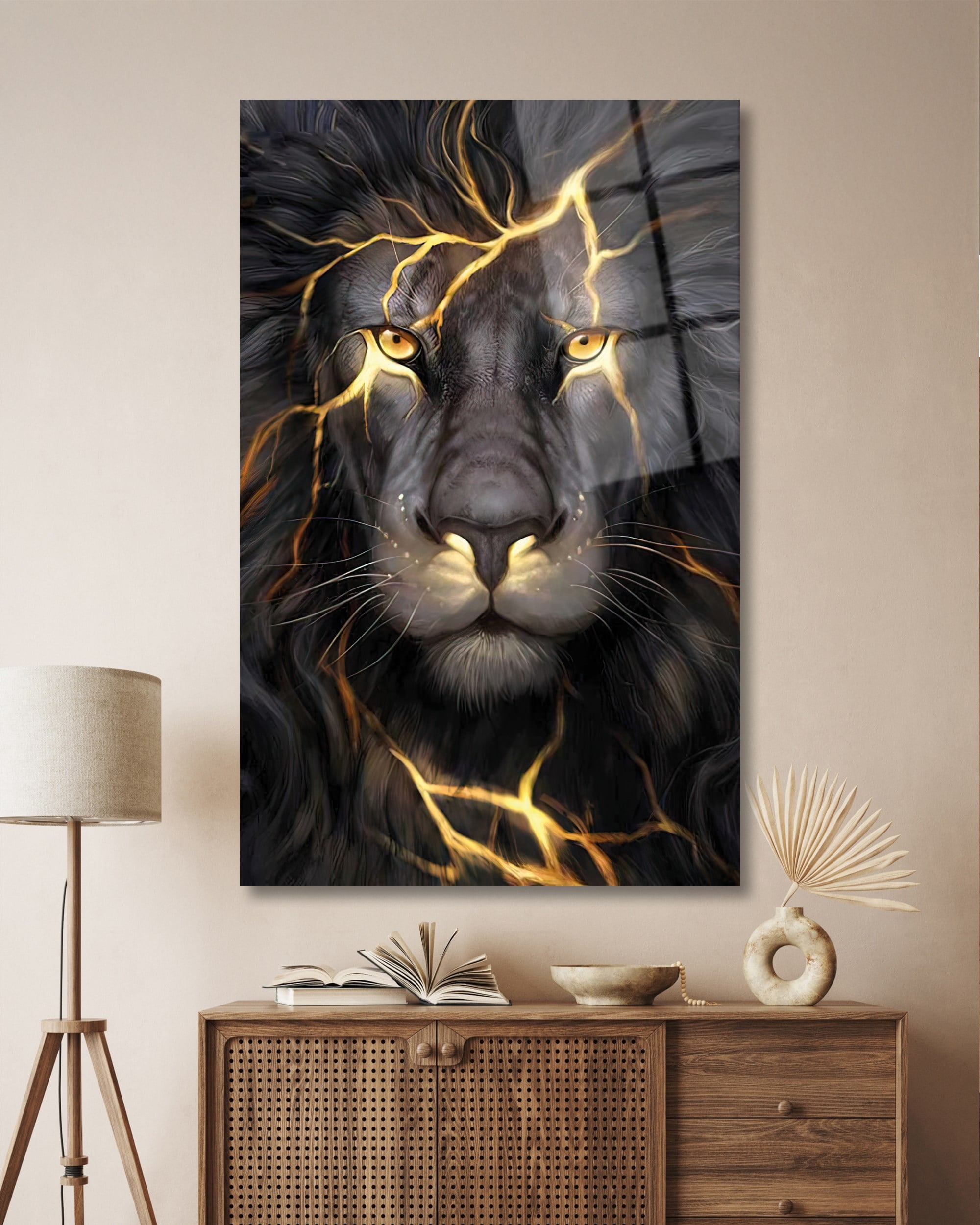 Aslan [ Sarı Gözlü ] Cam Tablo 4mm Dayanıklı Temperli Cam