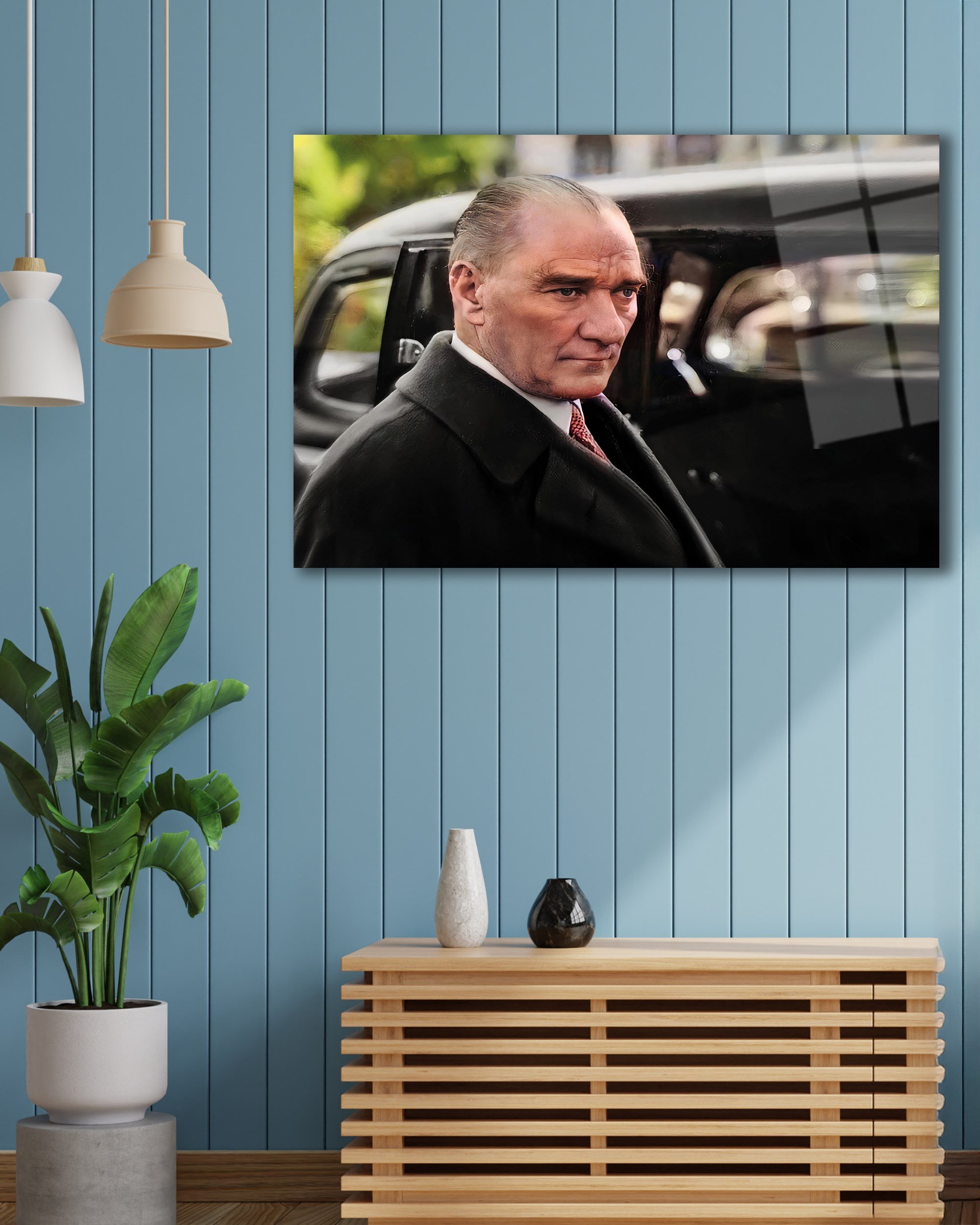 Atatürk Cam Tablo Hediyelik Büyük Tablo Ev Ofis Dekoru