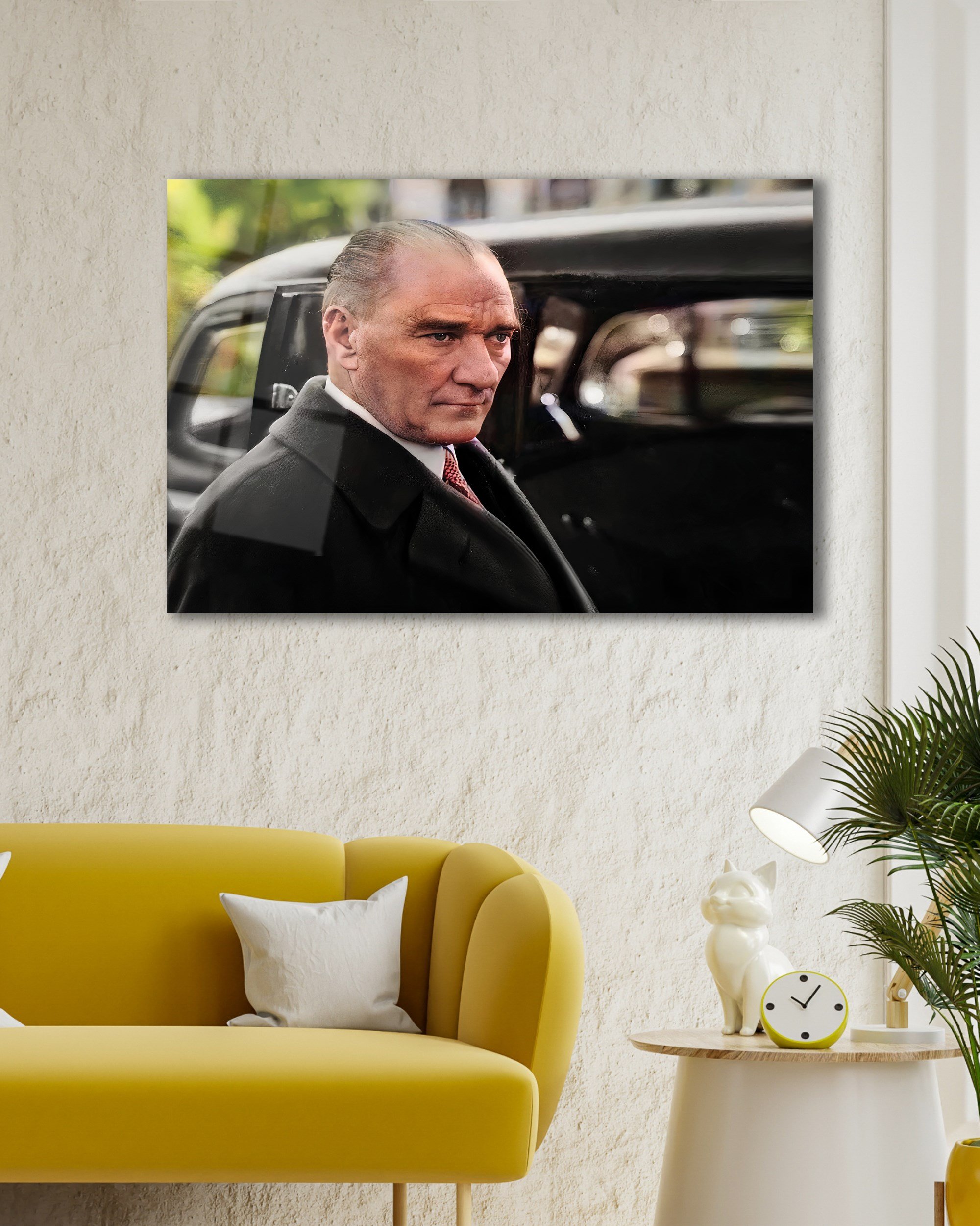 Atatürk Cam Tablo Hediyelik Büyük Tablo Ev Ofis Dekoru