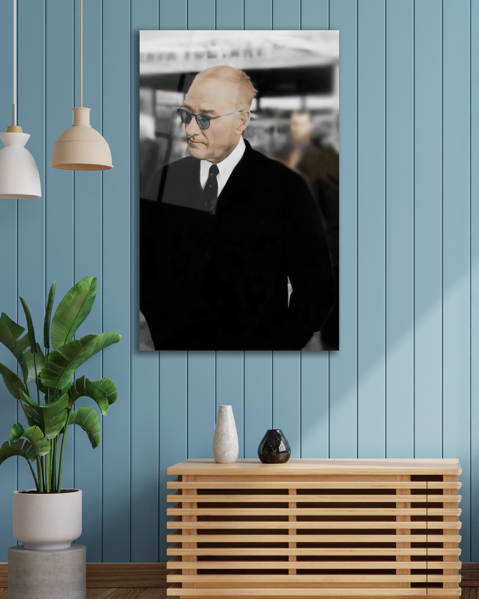 Atatürk Dikey Cam Tablo Hediyelik Büyük Tablo Ev Ofis Dekoru