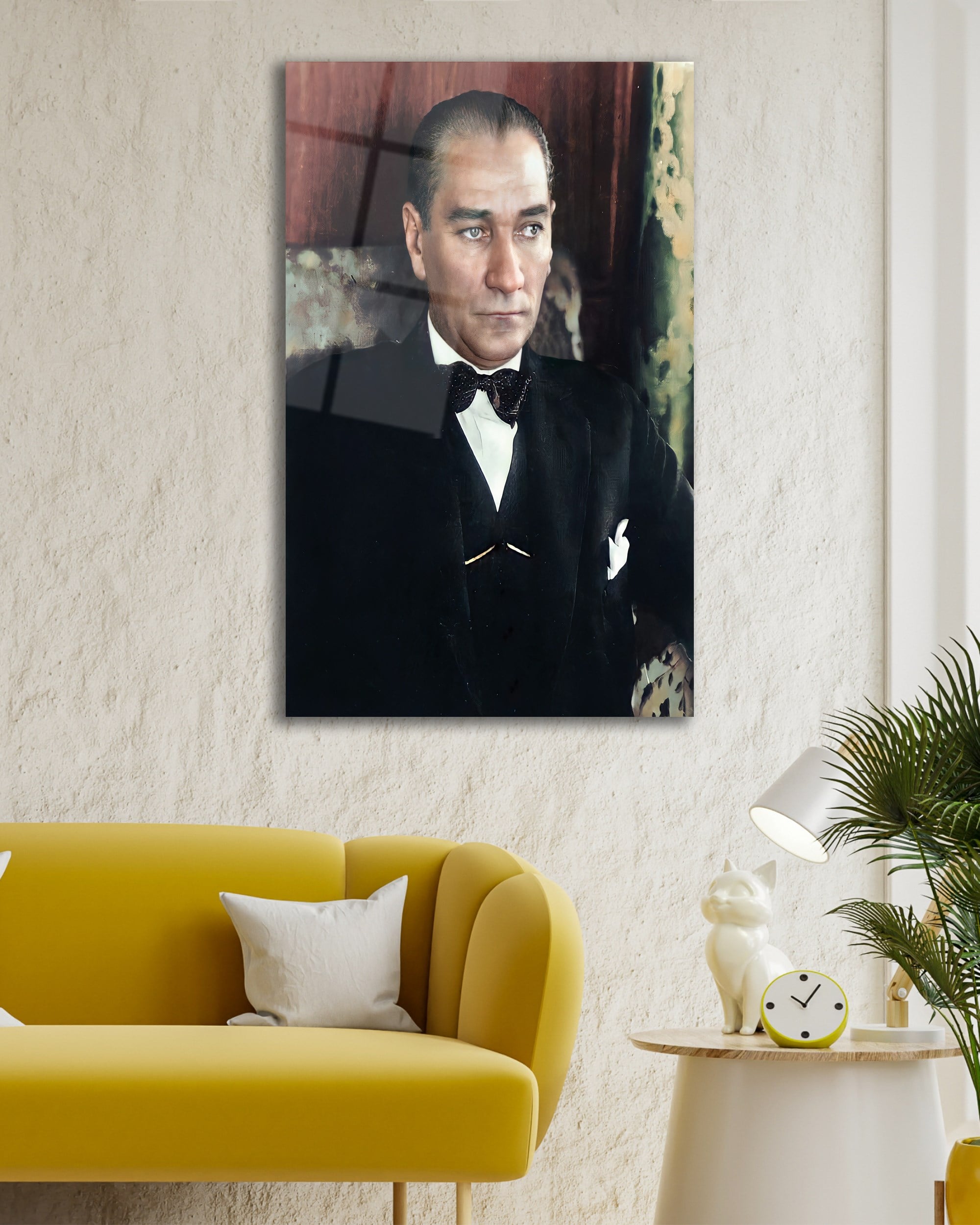 Atatürk Dikey Cam Tablo Hediyelik Büyük Tablo Ev Ofis Dekoru