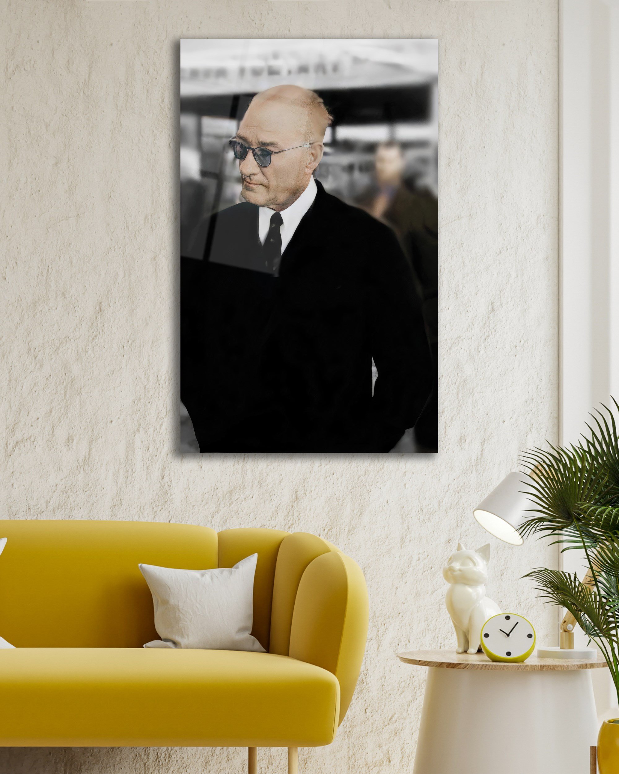 Atatürk Dikey Cam Tablo Hediyelik Büyük Tablo Ev Ofis Dekoru