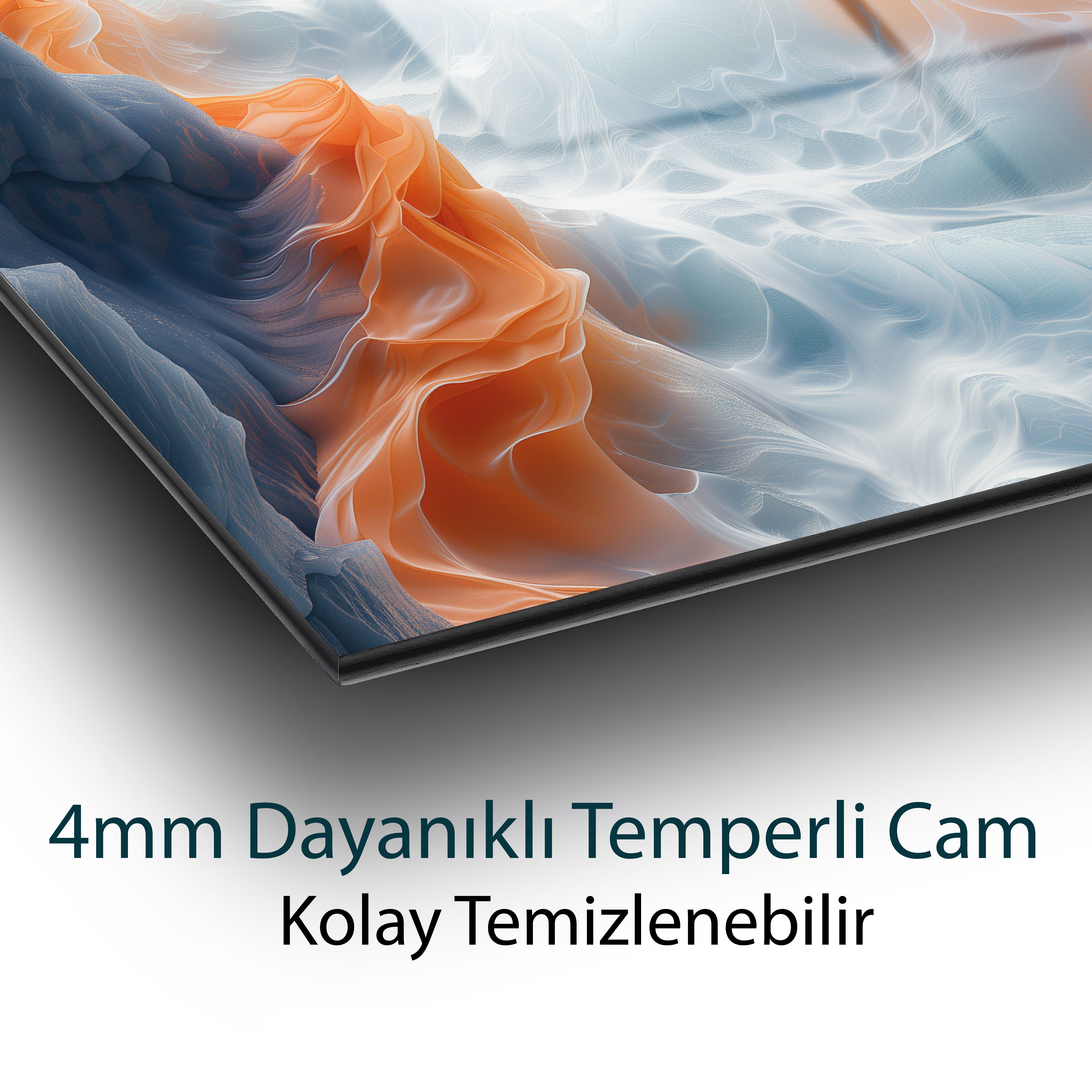 Ateş ve Buzun Dansı Cam Tablo Hediyelik Büyük Tablo Ev Ofis Dekoru