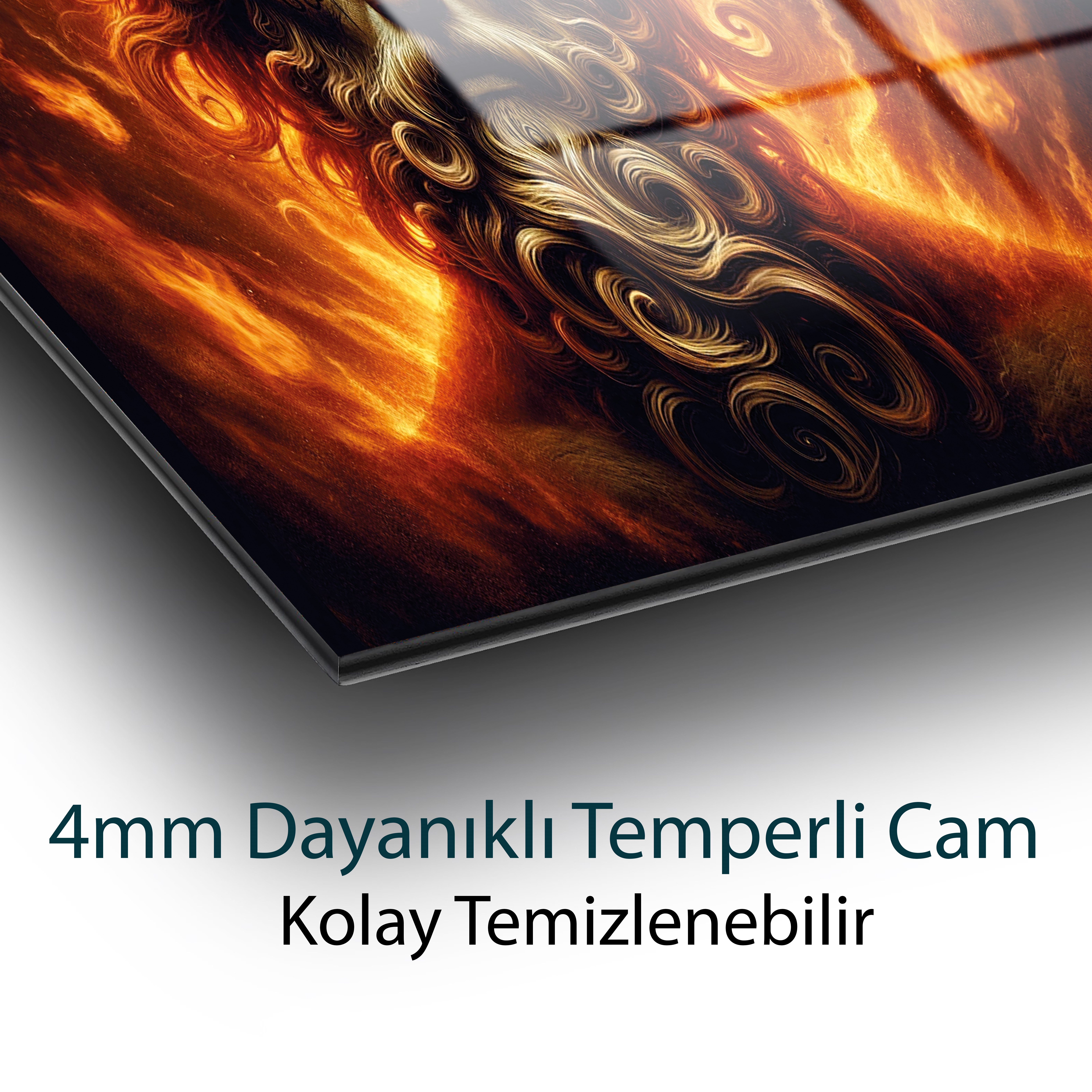 Ateşin Efendisi Cam Tablo Yapay Zeka Hediyelik Büyük Tablo Ev Ofis Dekoru
