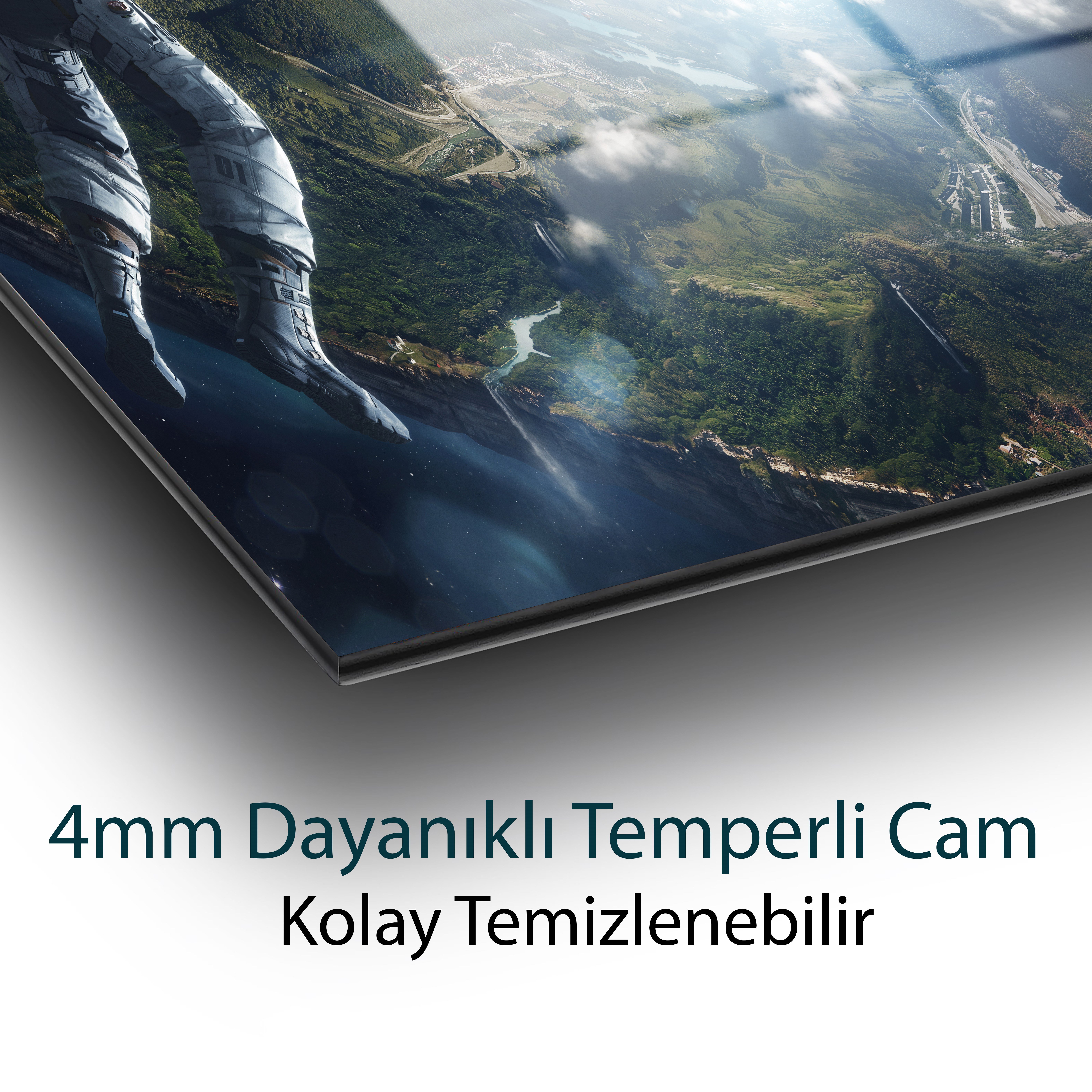 Bilinmeyene Yolculuk Astronot ve Kara Delik Temperli Cam Tablo