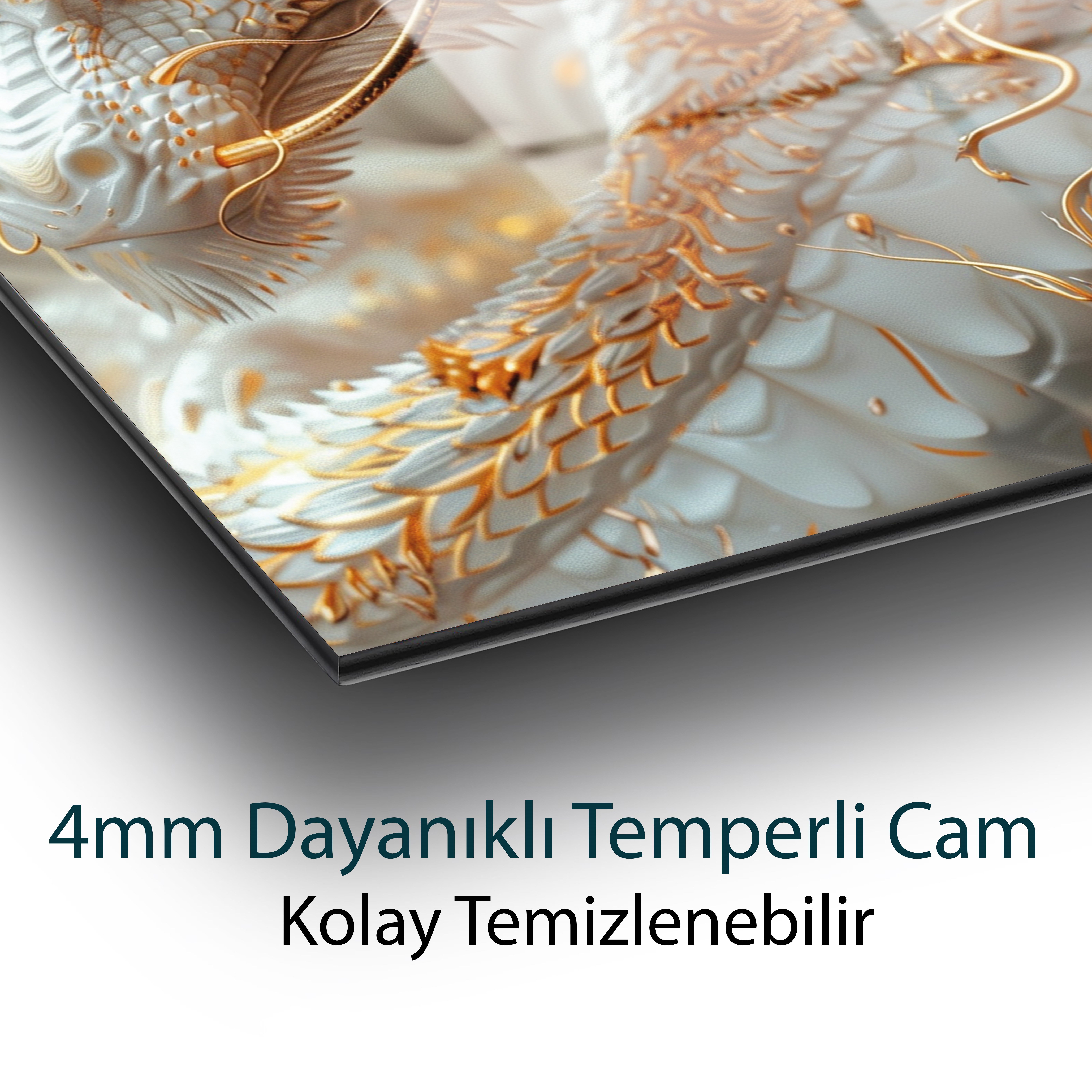 Ejderhanın Uyanışı Cam Tablo Hediyelik Büyük Tablo Ev Ofis Dekoru
